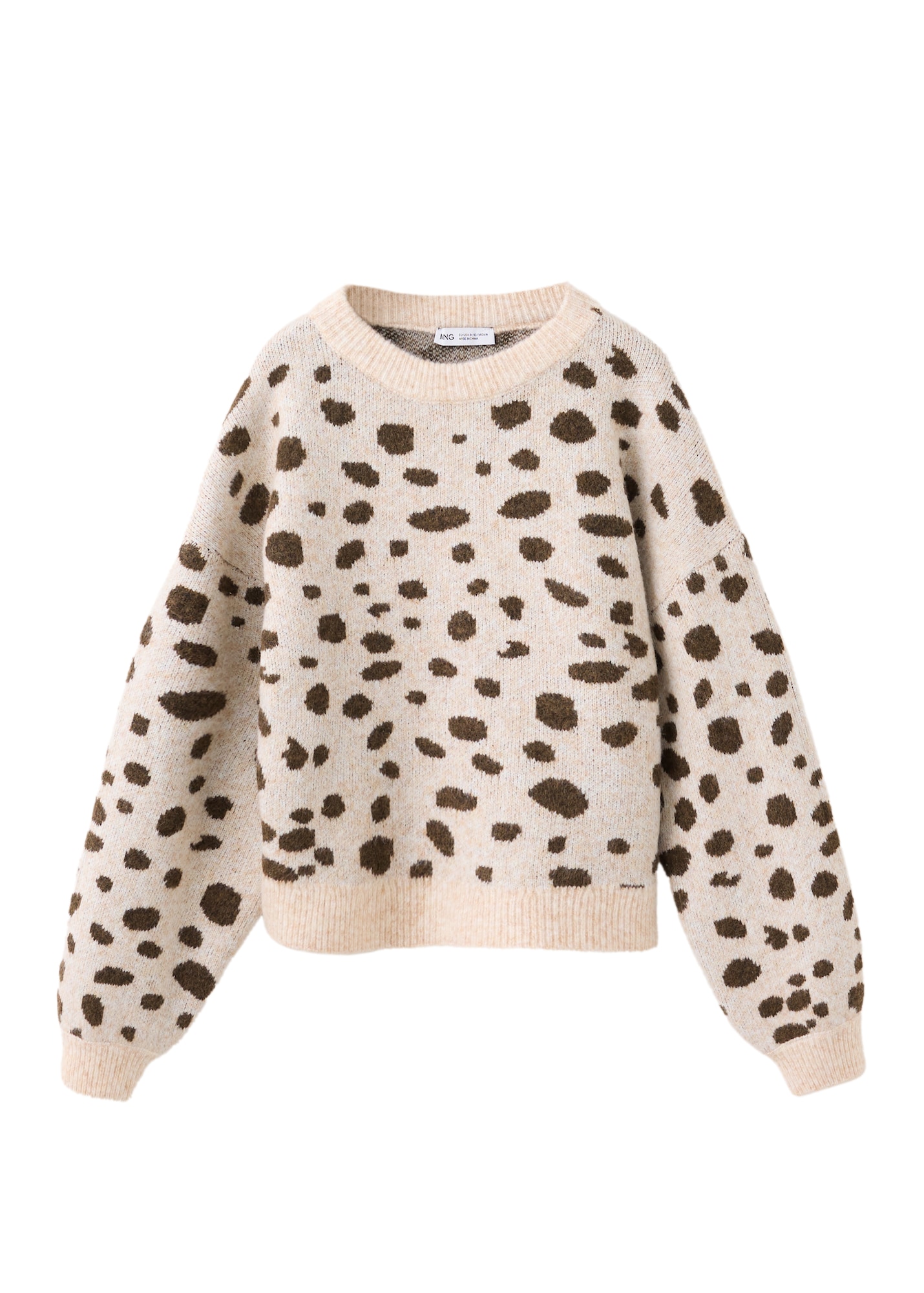 MANGO KIDS Pulover DALMA crem / maro închis