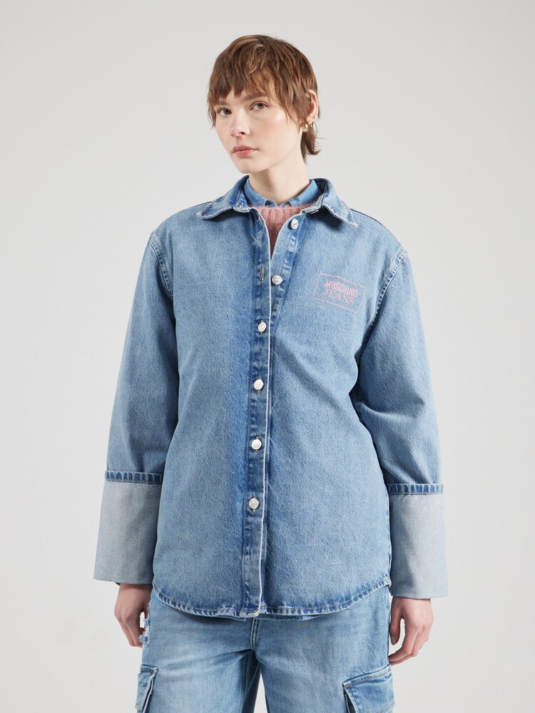 Moschino Jeans Bluse Damen Größe M blue denim / rosa