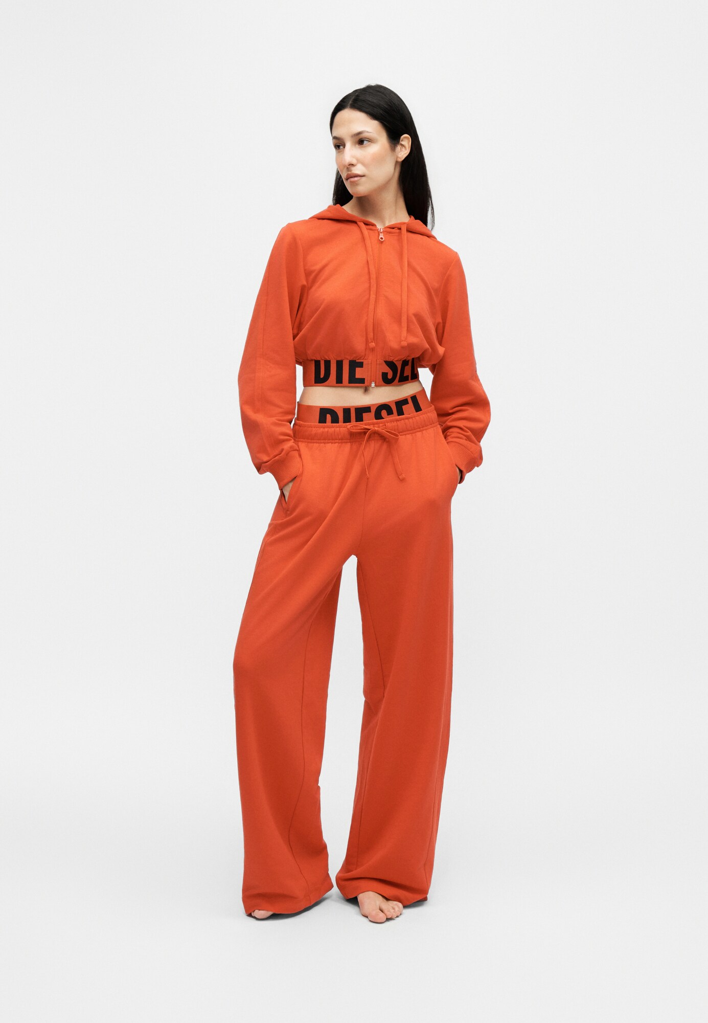 DIESEL Sudadera con cremallera 'NIKA' rojo anaranjado / negro – imagen 3