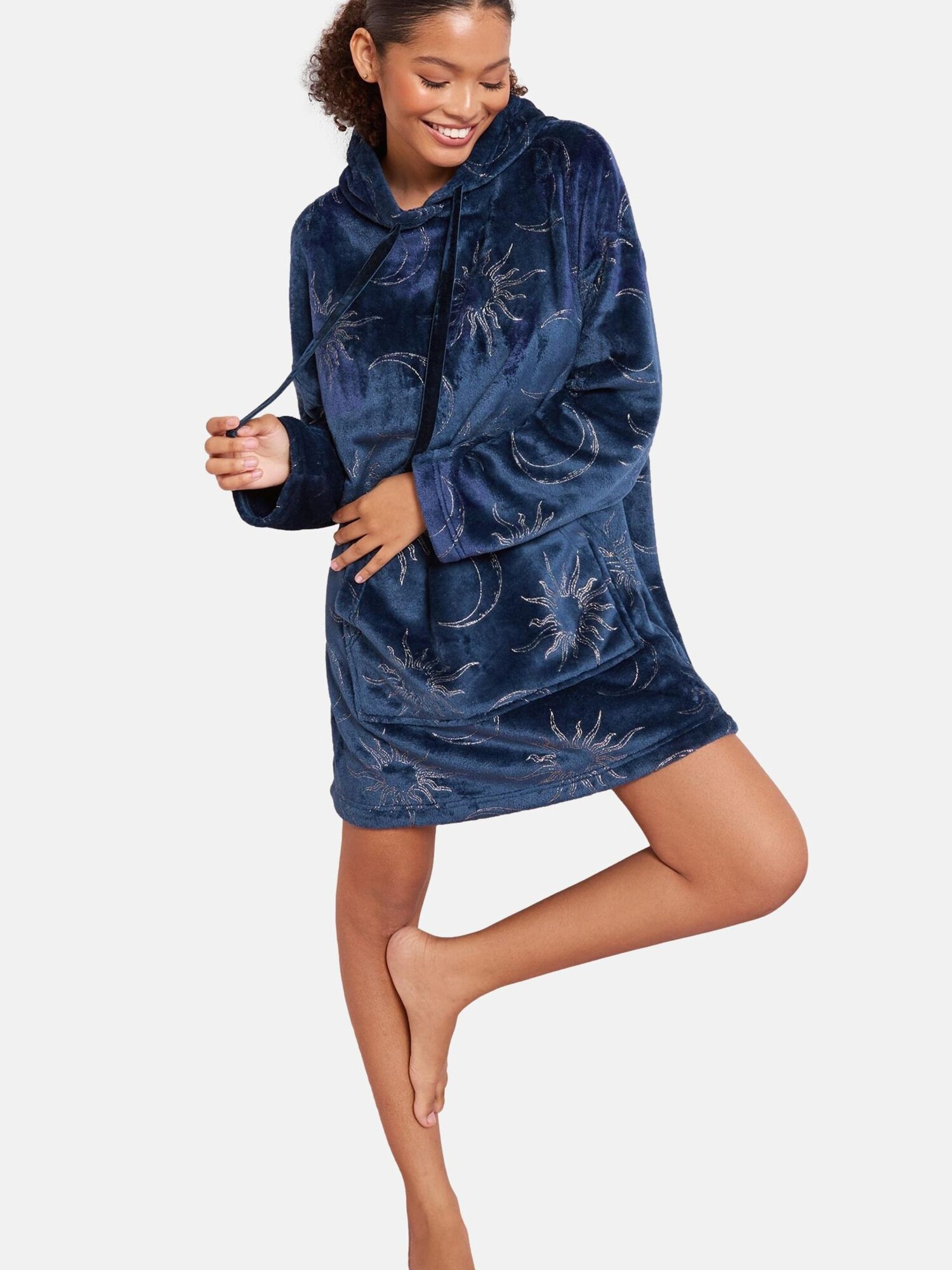 Friends Like These Halat de baie lung  albastru marin / bleumarin