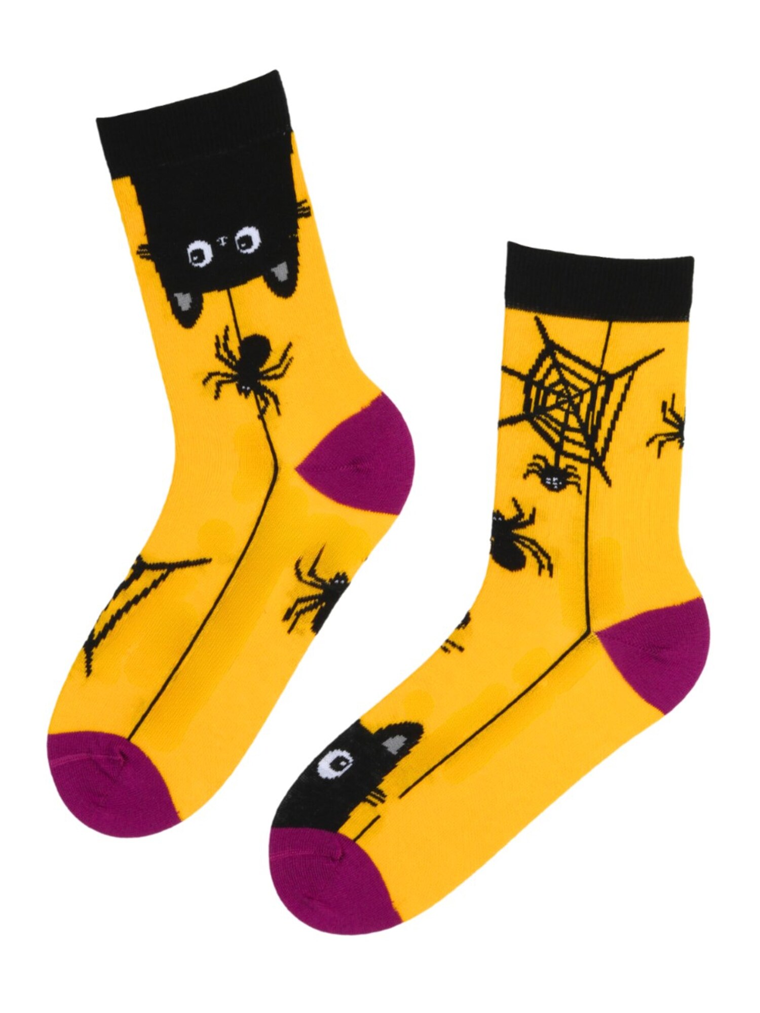 Sokisahtel Čarape 'CAT Halloween socks with a cat and a spider' crna
