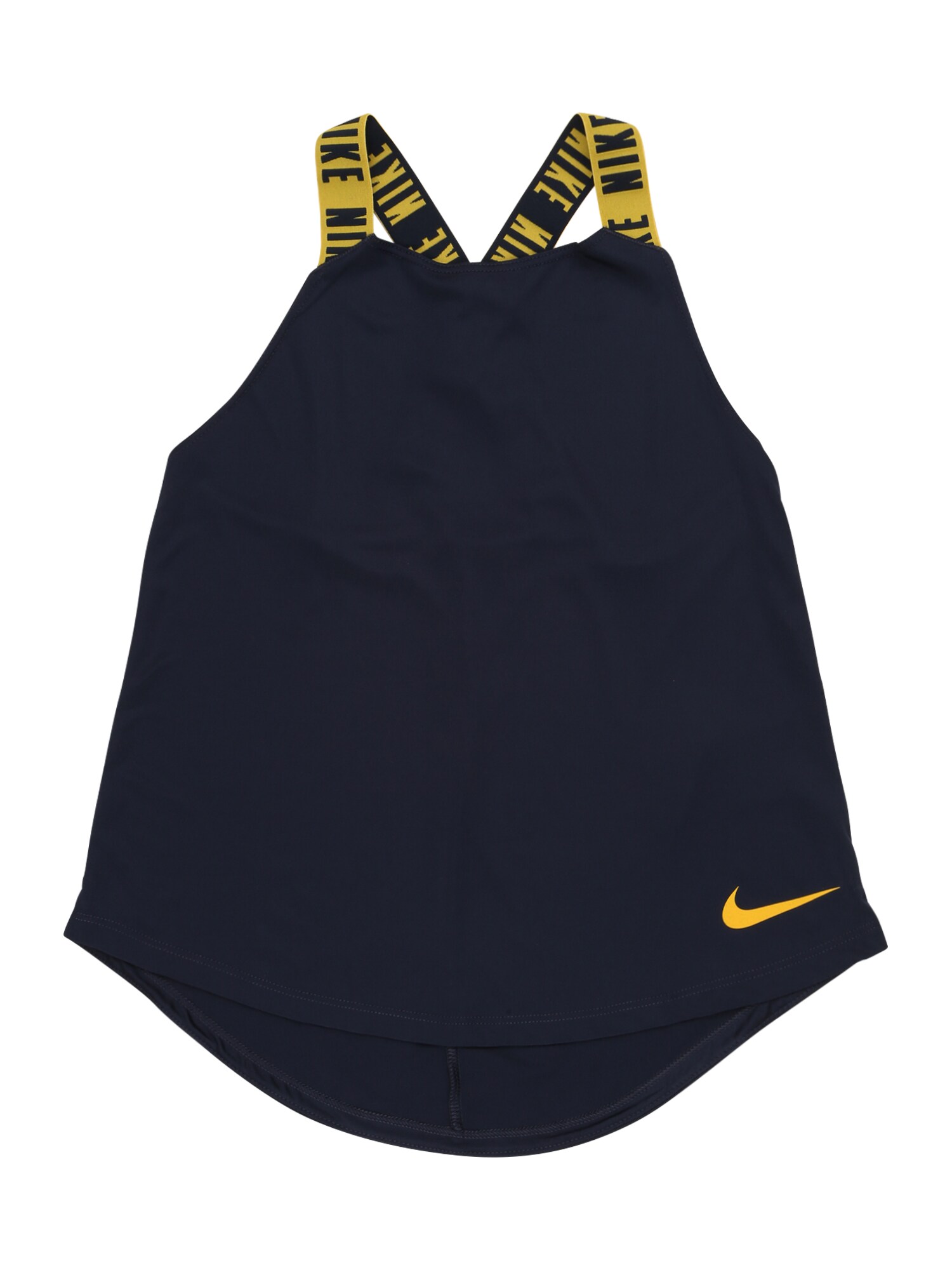 NIKE Sportiniai marškinėliai be rankovių 'ELASTIKA'  aukso geltonumo spalva / tamsiai mėlyna