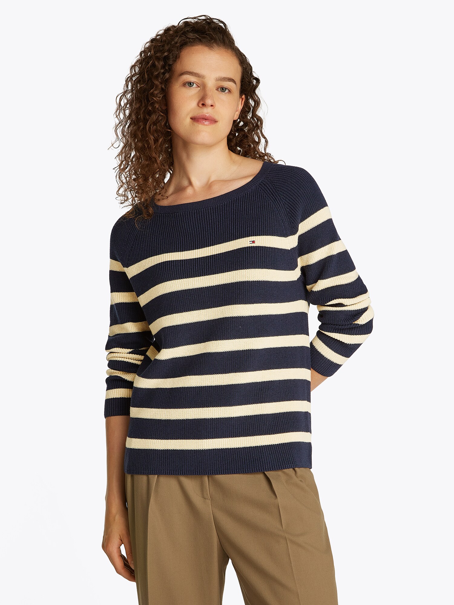 TOMMY HILFIGER Pulóver  tengerészkék / természetes fehér termék 2. képe