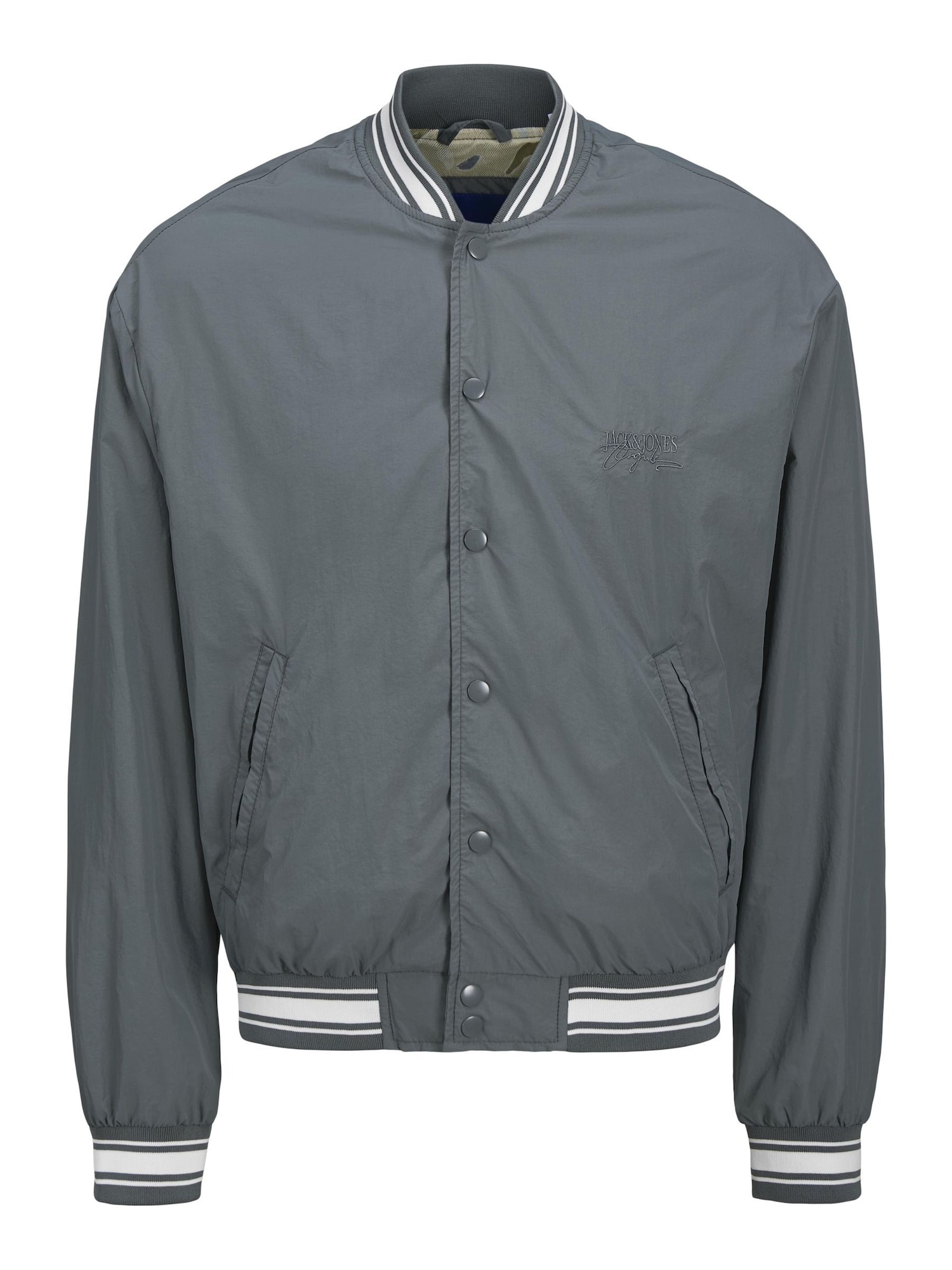 JACK & JONES Átmeneti dzseki 'JORAlmeria'  bazaltszürke / fehér akciós termékkép 1