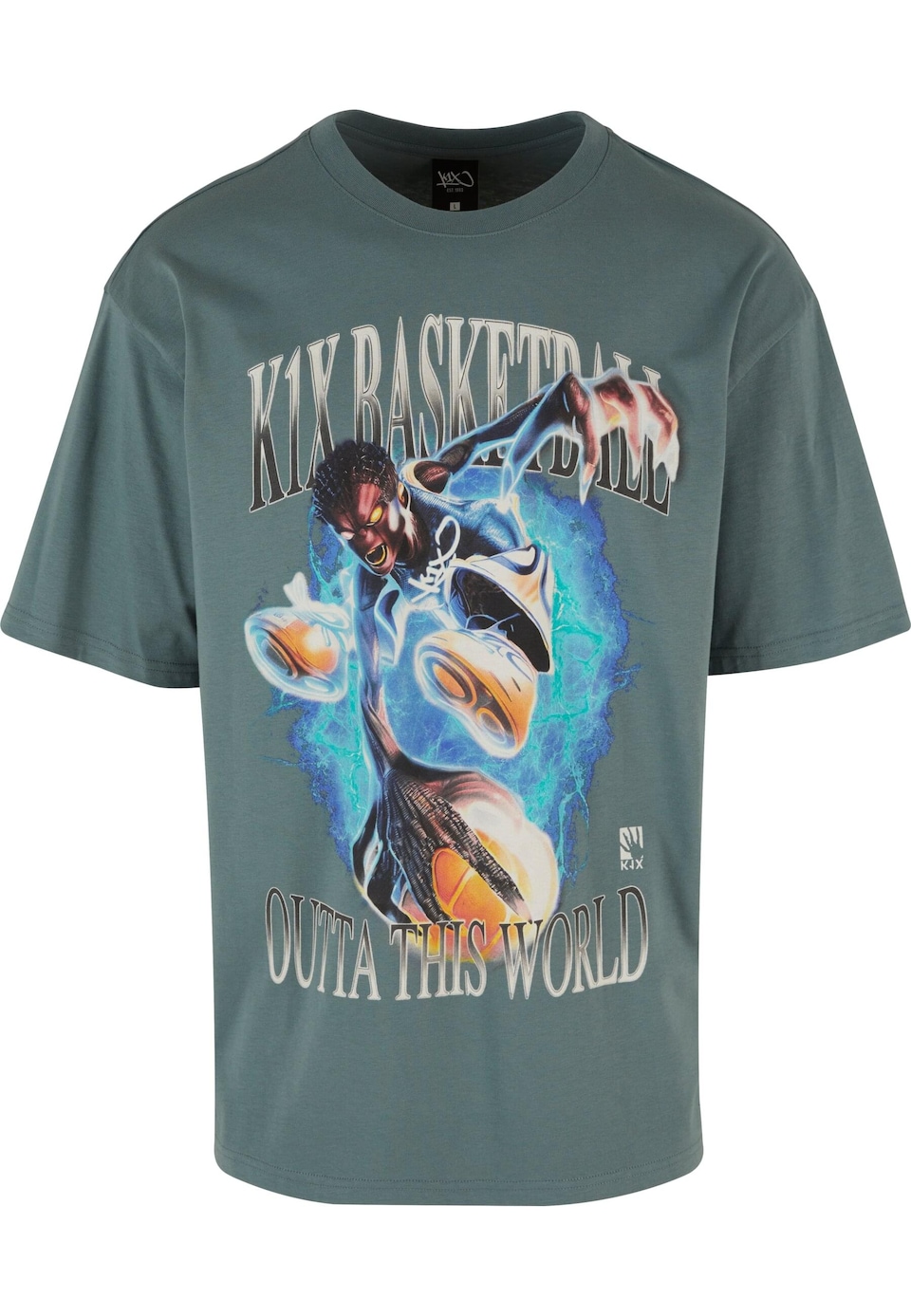 T-shirt 'Bootleg' aqua / smaragd / svart