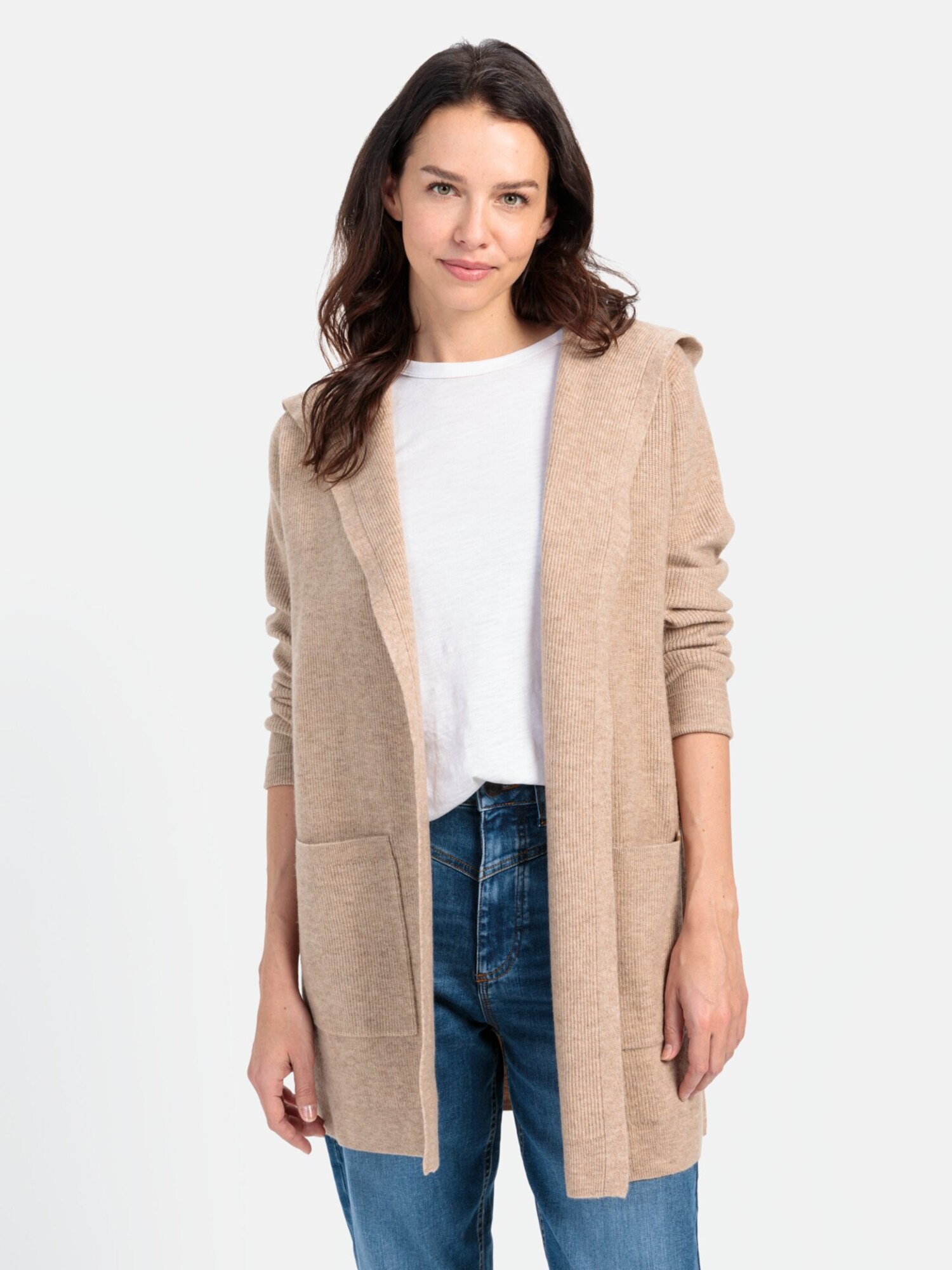 Thumbnail - Langer Cardigan mit Kapuze