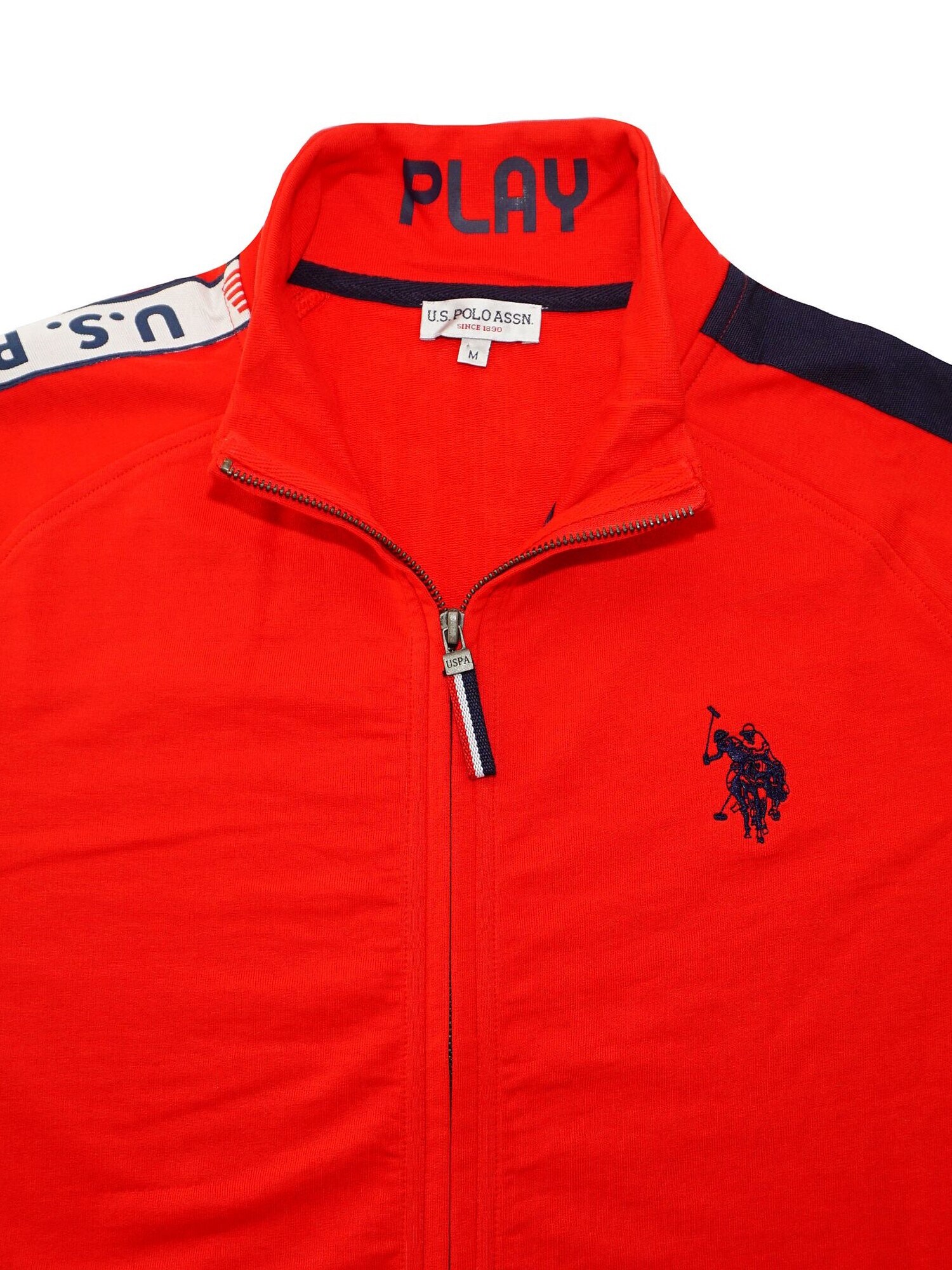 U.S. POLO ASSN. Tepláková bunda námornícka modrá / červená / biela (obrázok 4)
