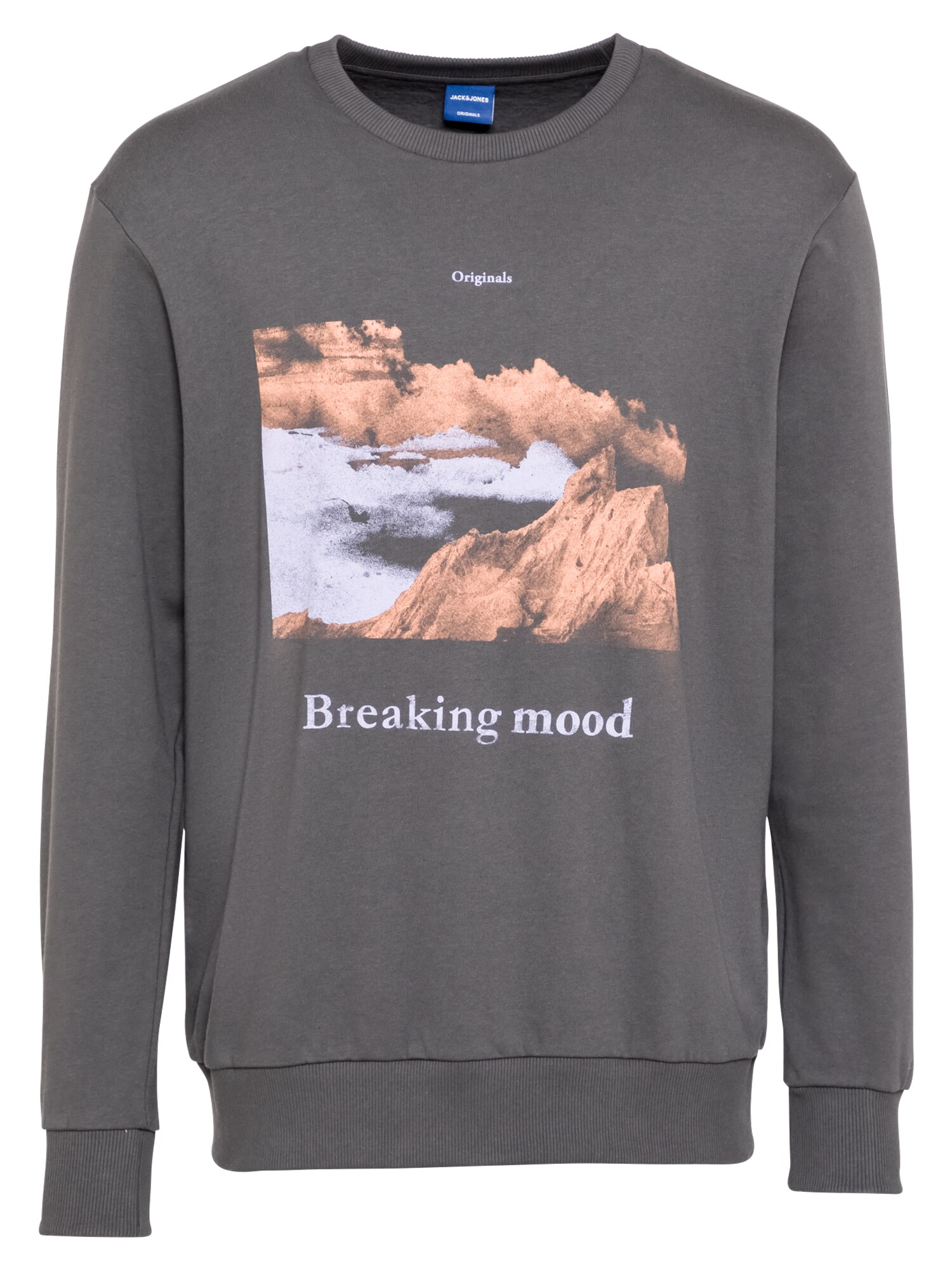 JACK & JONES Megztinis be užsegimo  tamsiai pilka / balta / ruda