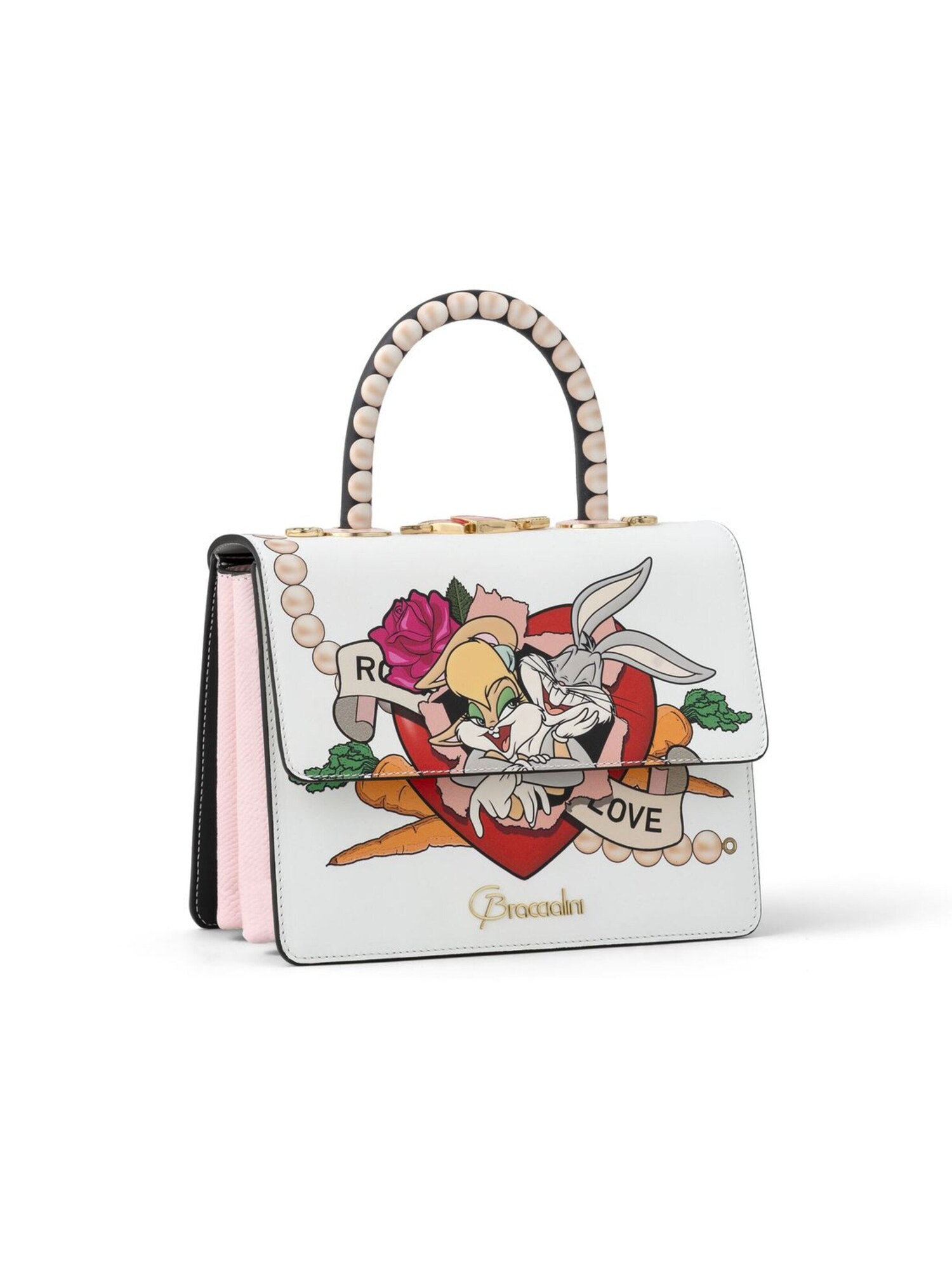 Braccialini Bolso de mano 'Audrey Print Looney Tunes'  blanco
