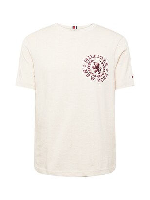 Tommy Hilfiger Shirt ‘ICON CREST’ Crème / Robijnrood