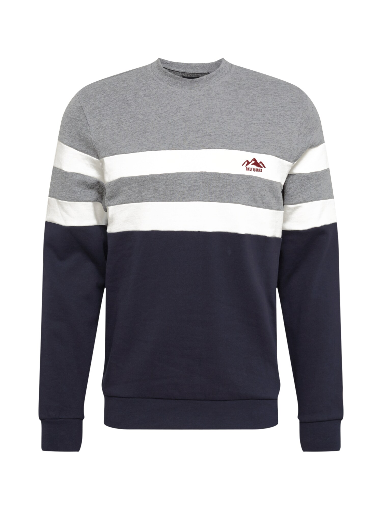 Only & Sons Megztinis be užsegimo 'DAMAS'  pilka / tamsiai mėlyna / balta