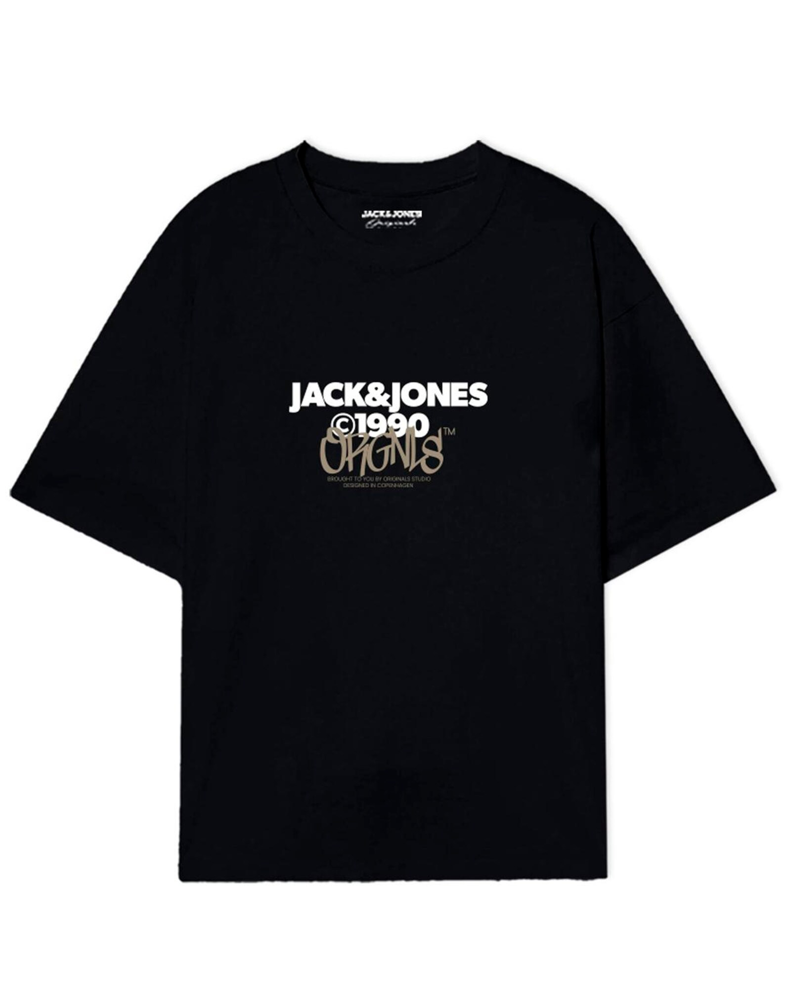 Jack & Jones Plus Tričko 'JORBUSHWICK'  tmavobéžová / čierna / biela