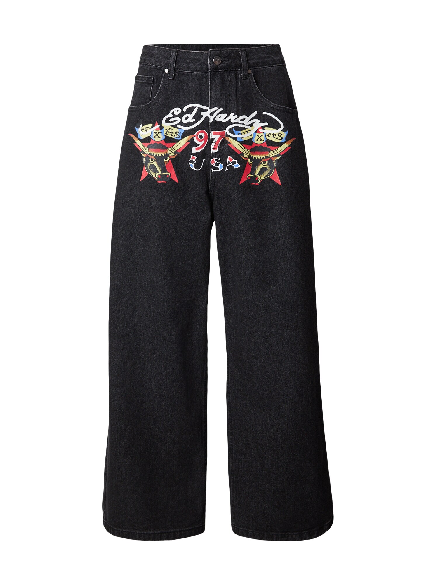 Ed Hardy Jeans  verde deschis / roșu / negru denim / alb