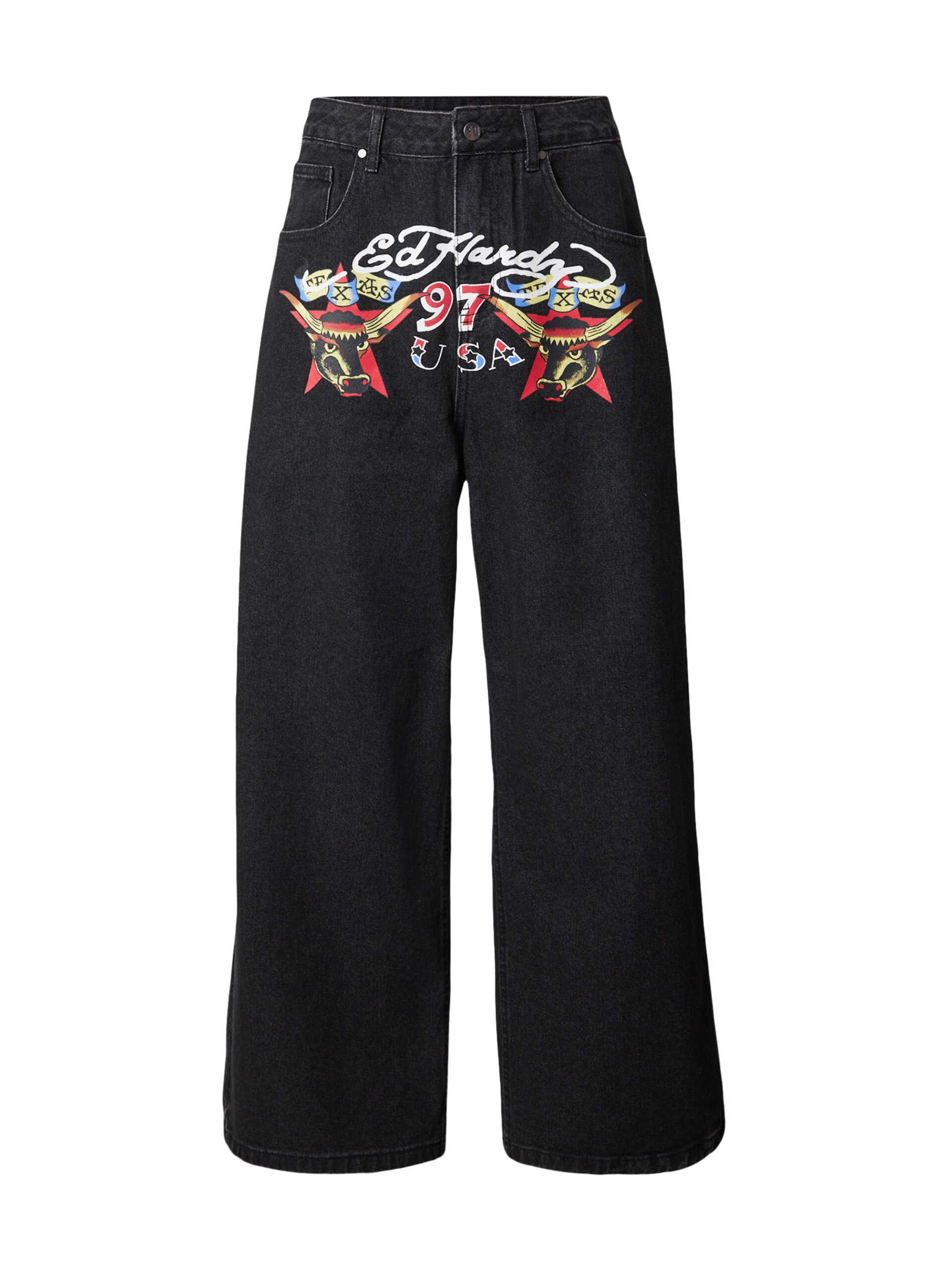 Ed Hardy Jeans ljusgrön / röd / svart denim dam – bild 2