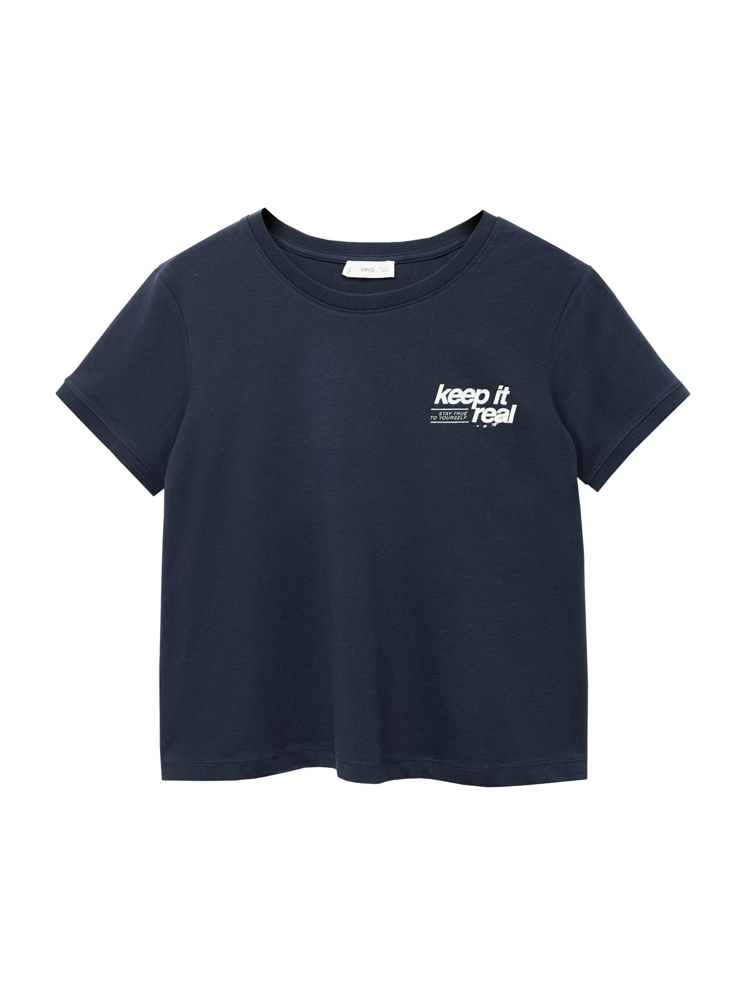 MANGO TEEN Tričko 'Keep'  námornícka modrá / biela
