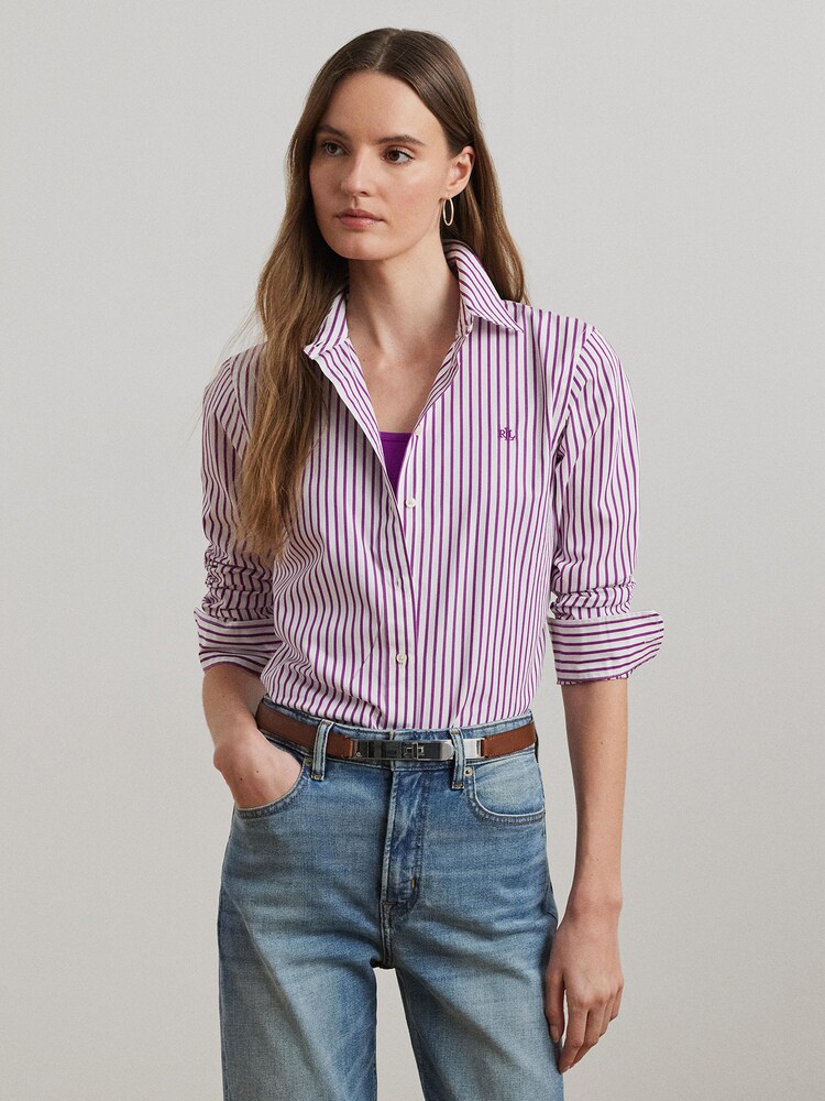 Lauren Ralph Lauren Bluse Damen Größe S dunkellila / weiß