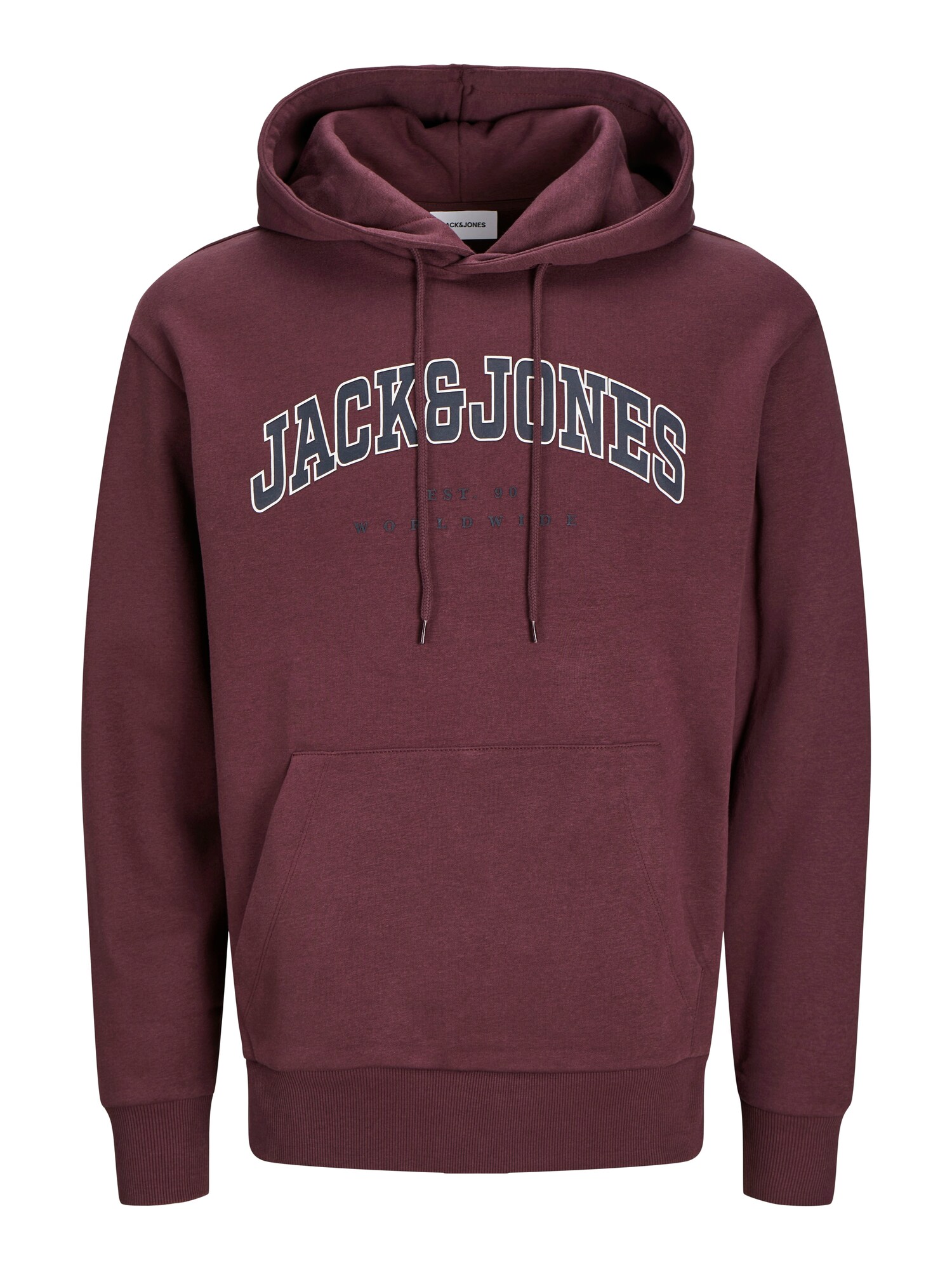 JACK & JONES Mikina 'JJECALEB'  tmavomodrá / vínovo červená / biela