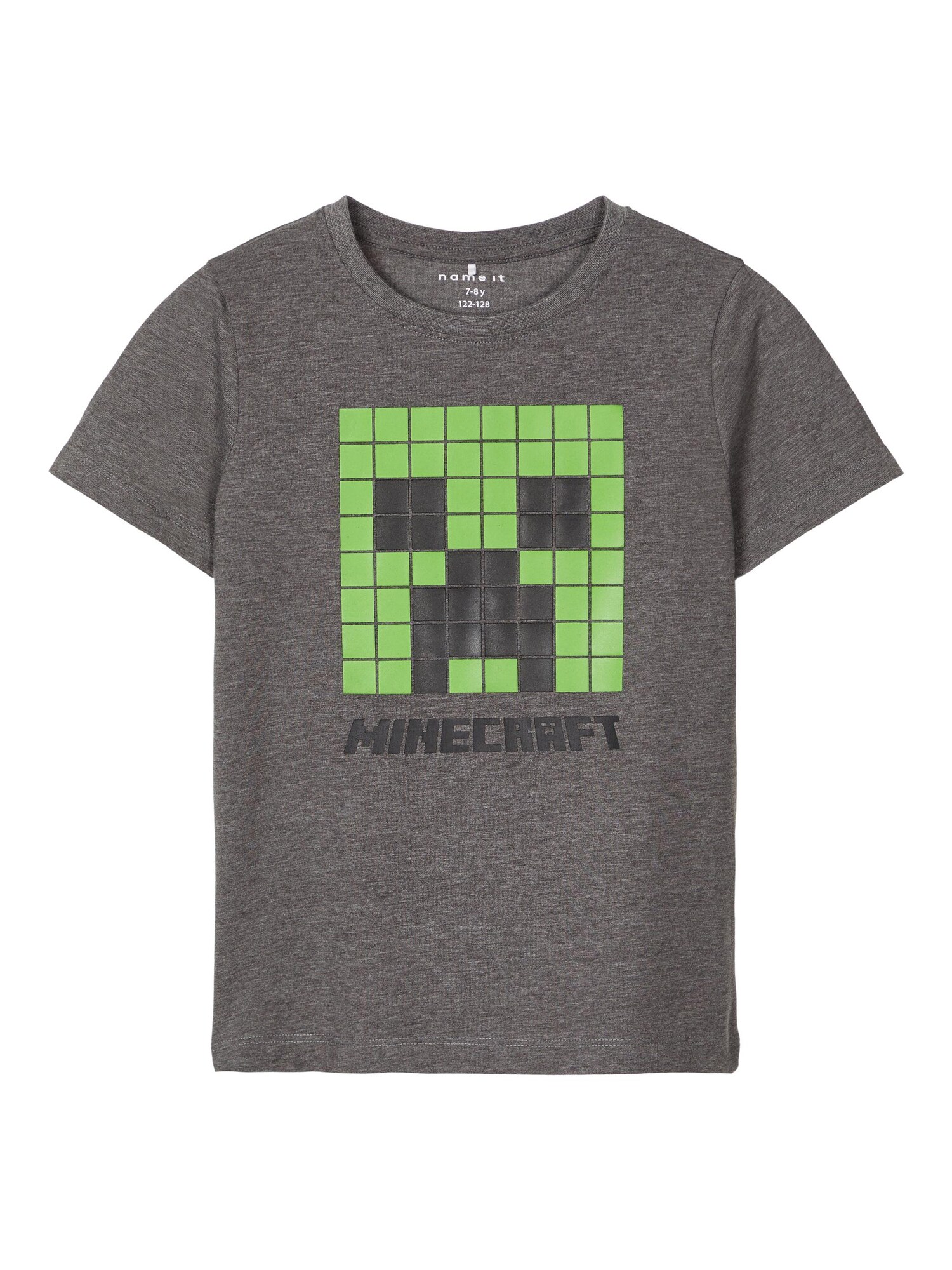 NAME IT Marškinėliai 'MINECRAFT'  pilka / juoda / neoninė žalia