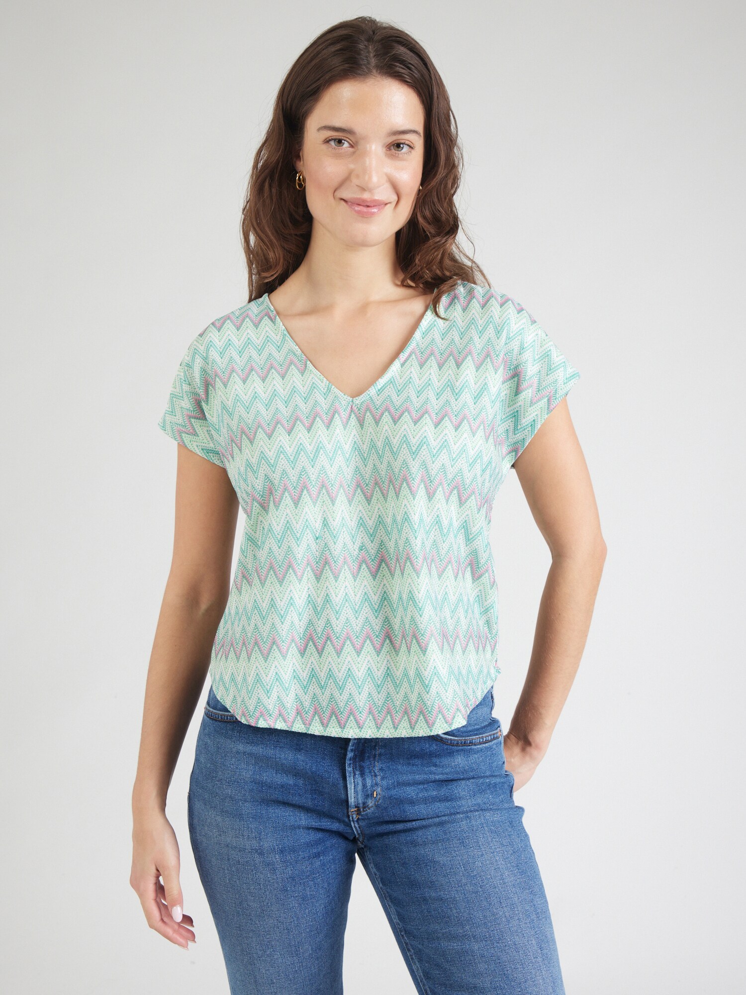 VERO MODA Póló 'VMDICTE'  jáde / világoszöld / rózsaszín termék 2. képe