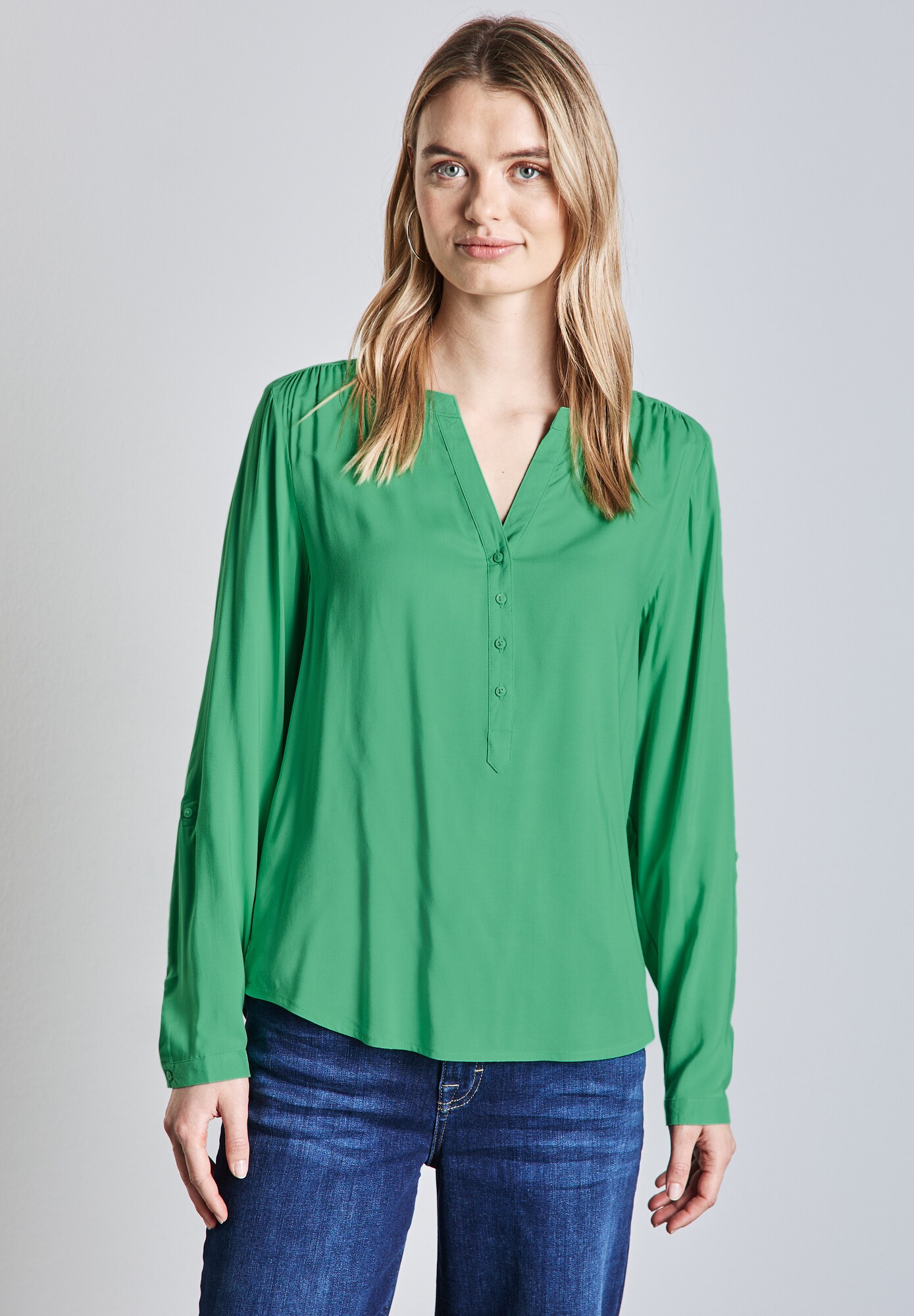Thumbnail - STREET ONE Basic Bluse in Unifarbe