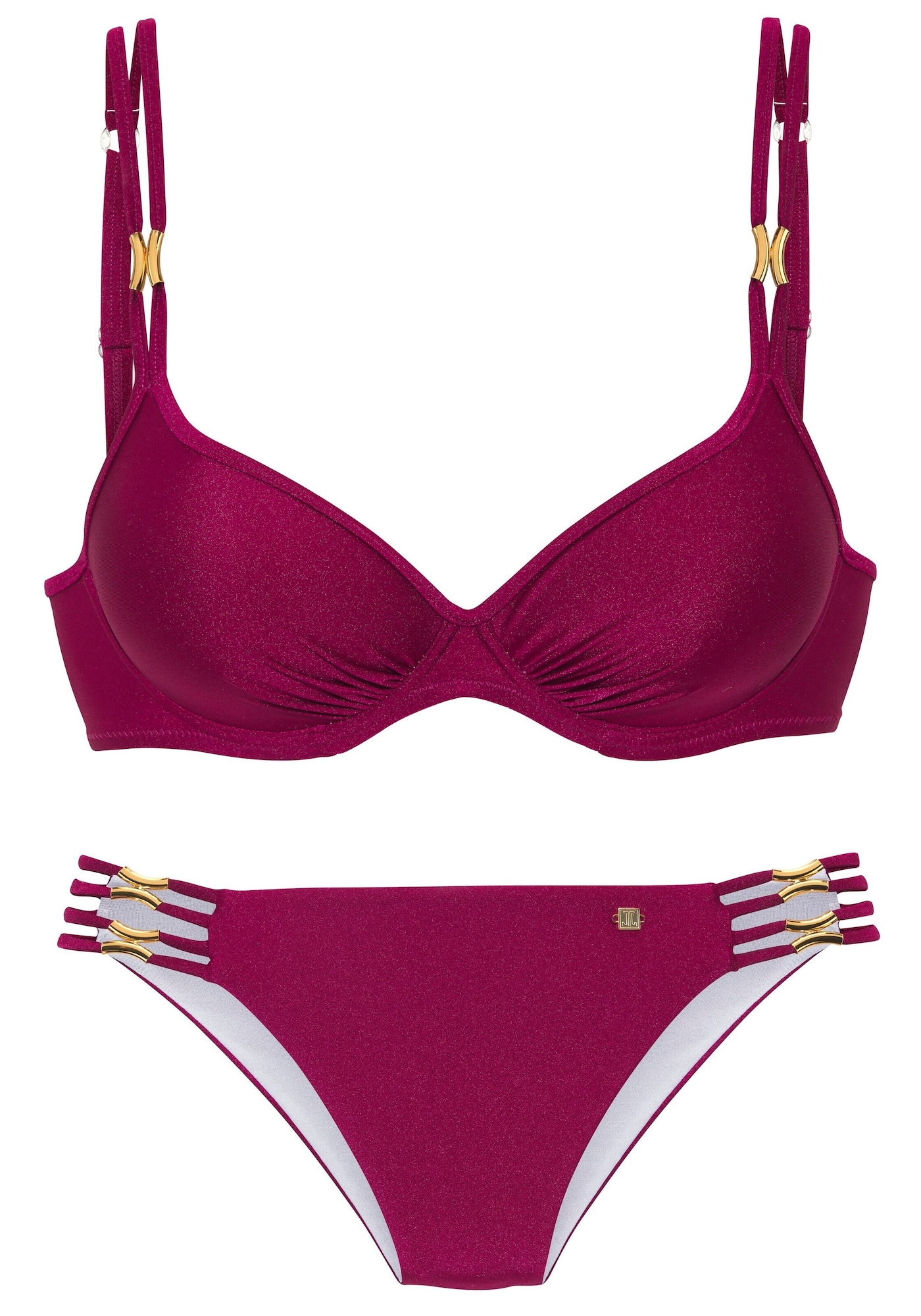 JETTE Costum de baie două piese  auriu / mov zmeură