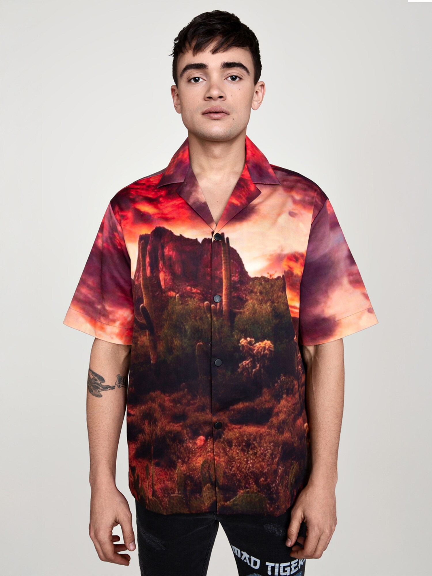 MAD TIGERS Camicia 'CALI DESERT BOWLING'  arancione scuro