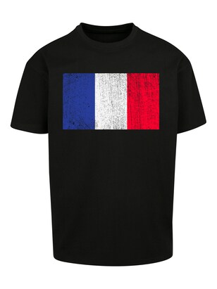 F4NT4STIC Shirt ‘France Frankreich Flagge distressed’ Gemengde kleuren / Zwart