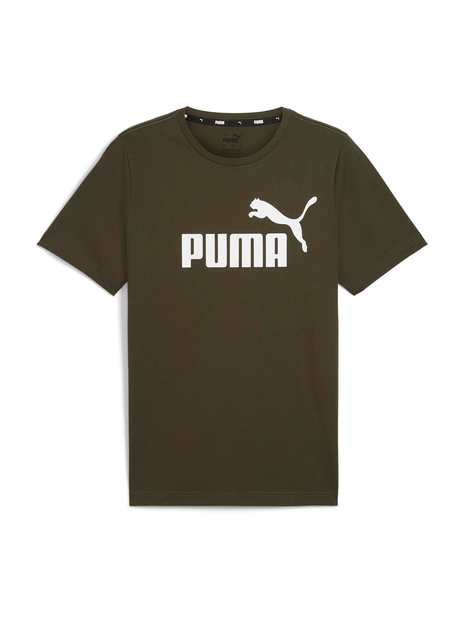 PUMA Tričko 'Essential'  kaki / biela