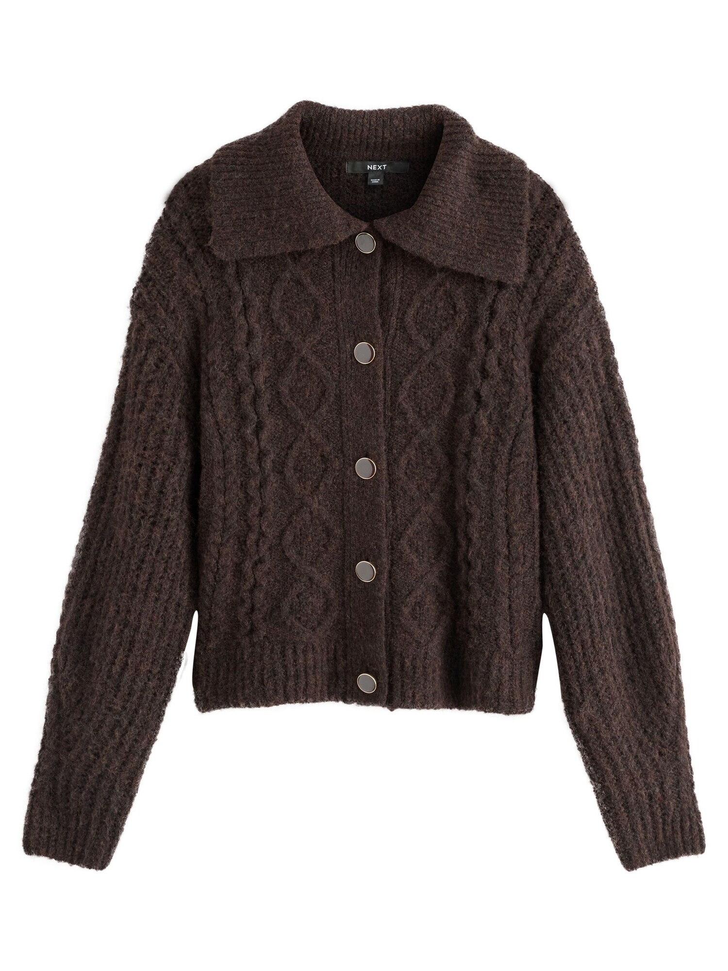 Next Geacă tricotată  ciocolatiu