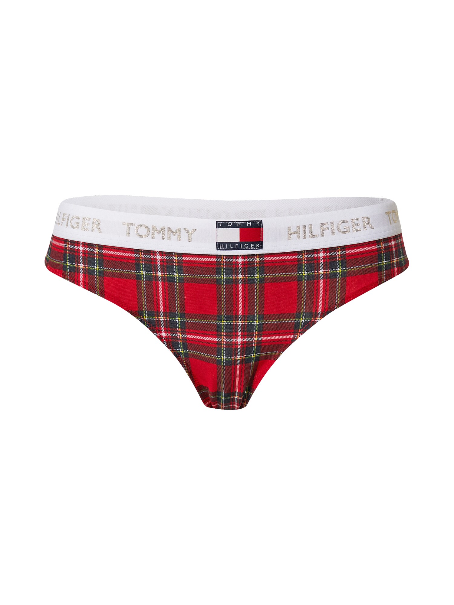Tommy Hilfiger Underwear Moteriškos kelnaitės 'THONG'  raudona / balta / tamsiai mėlyna / geltona