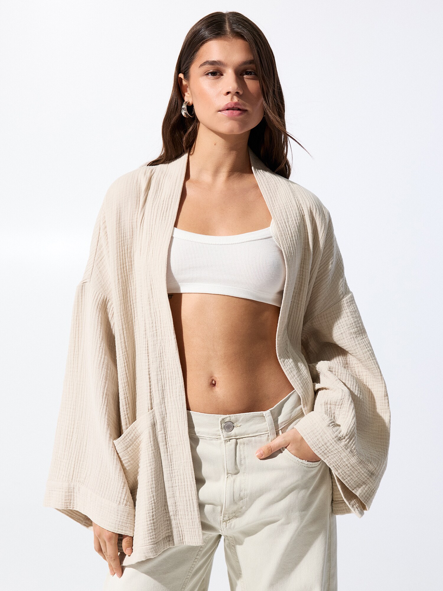 Pull&Bear Kimonó  világos bézs termék 2. képe