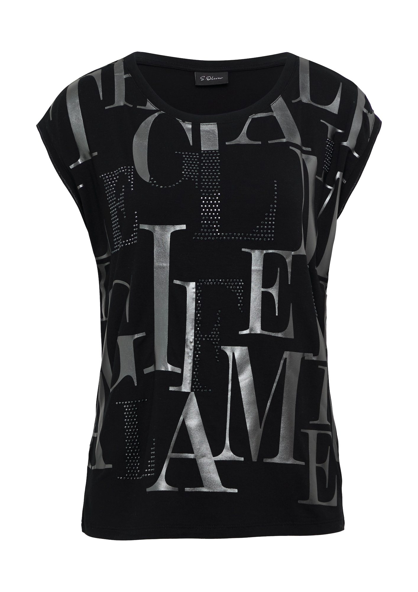 s.Oliver BLACK LABEL Tricou  gri / negru