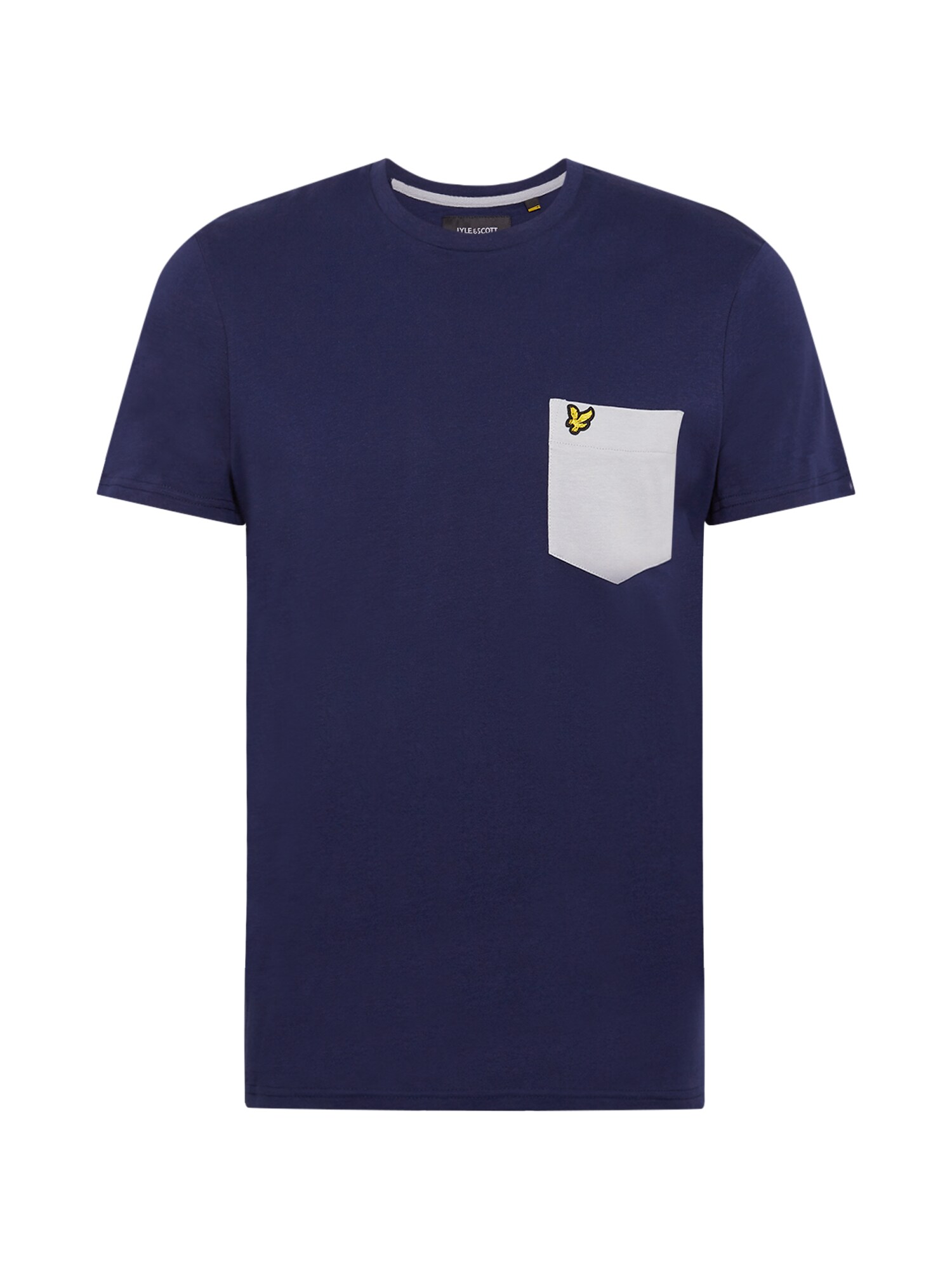 Lyle & Scott Marškinėliai 'Contrast Pocket'  pilka / tamsiai mėlyna