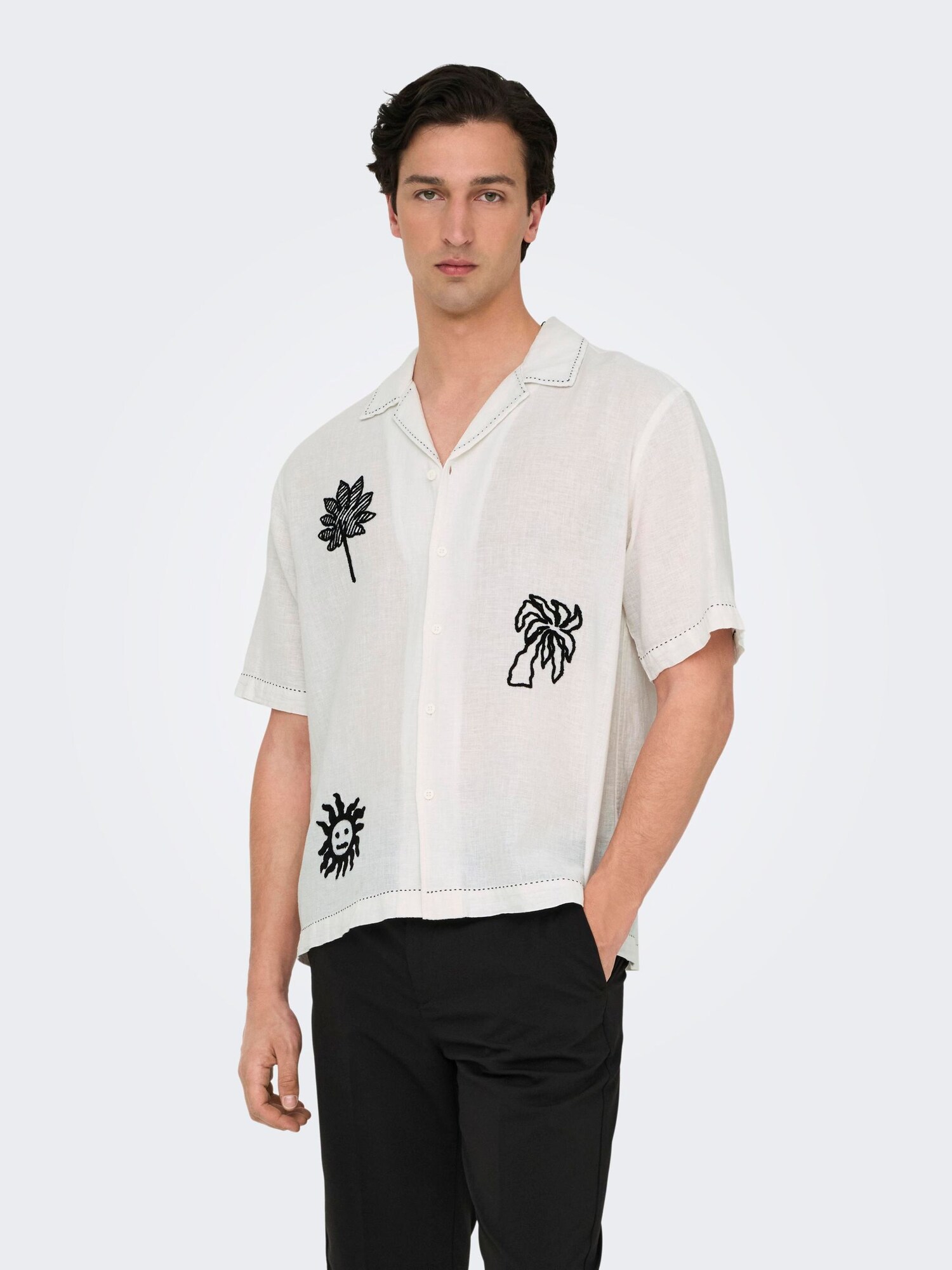Only & Sons Košeľa 'ONSCaidenly' čierna / biela (obrázok 3)