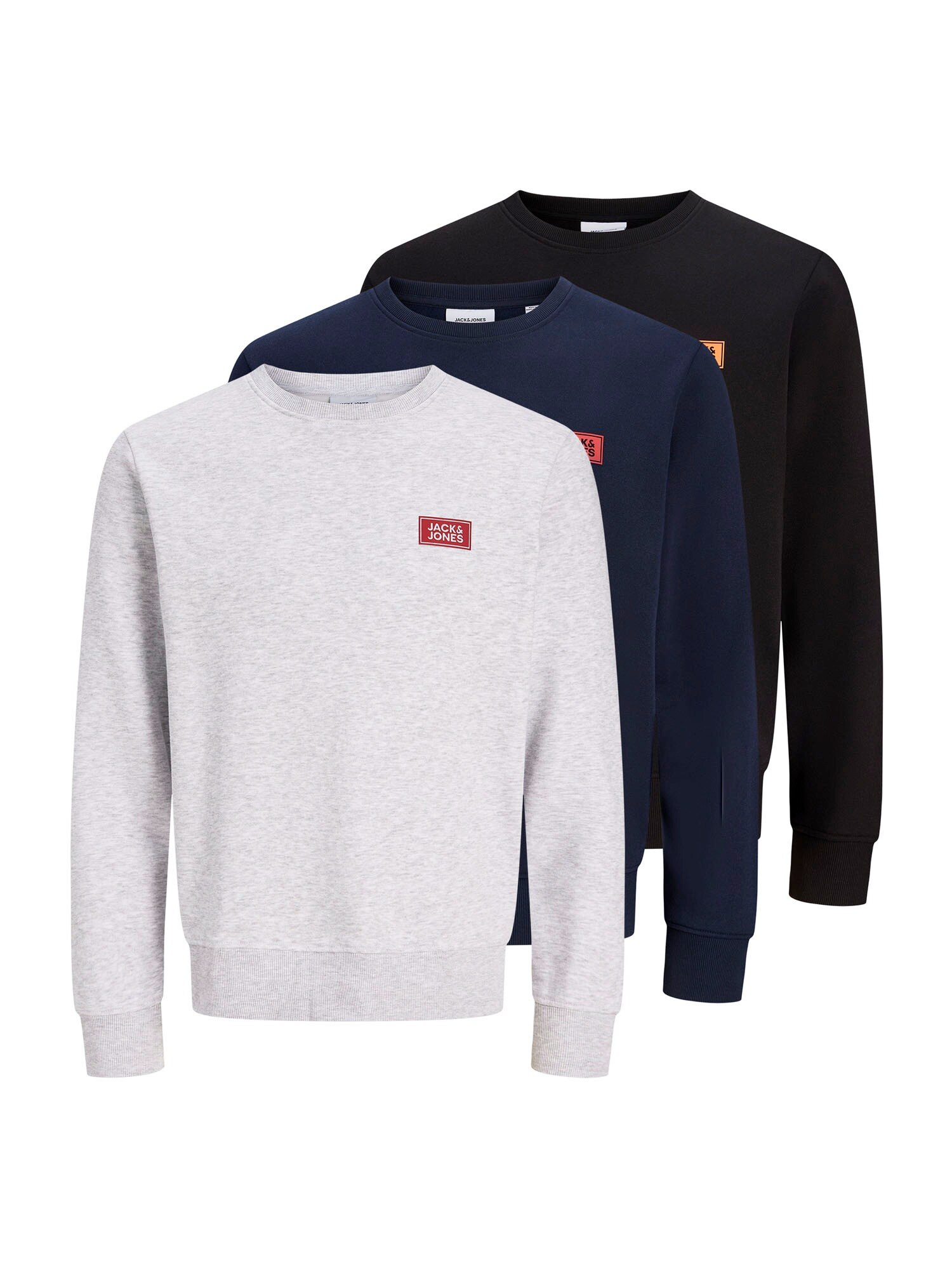 JACK & JONES Bluză de molton JJRush bleumarin / gri amestecat / negru