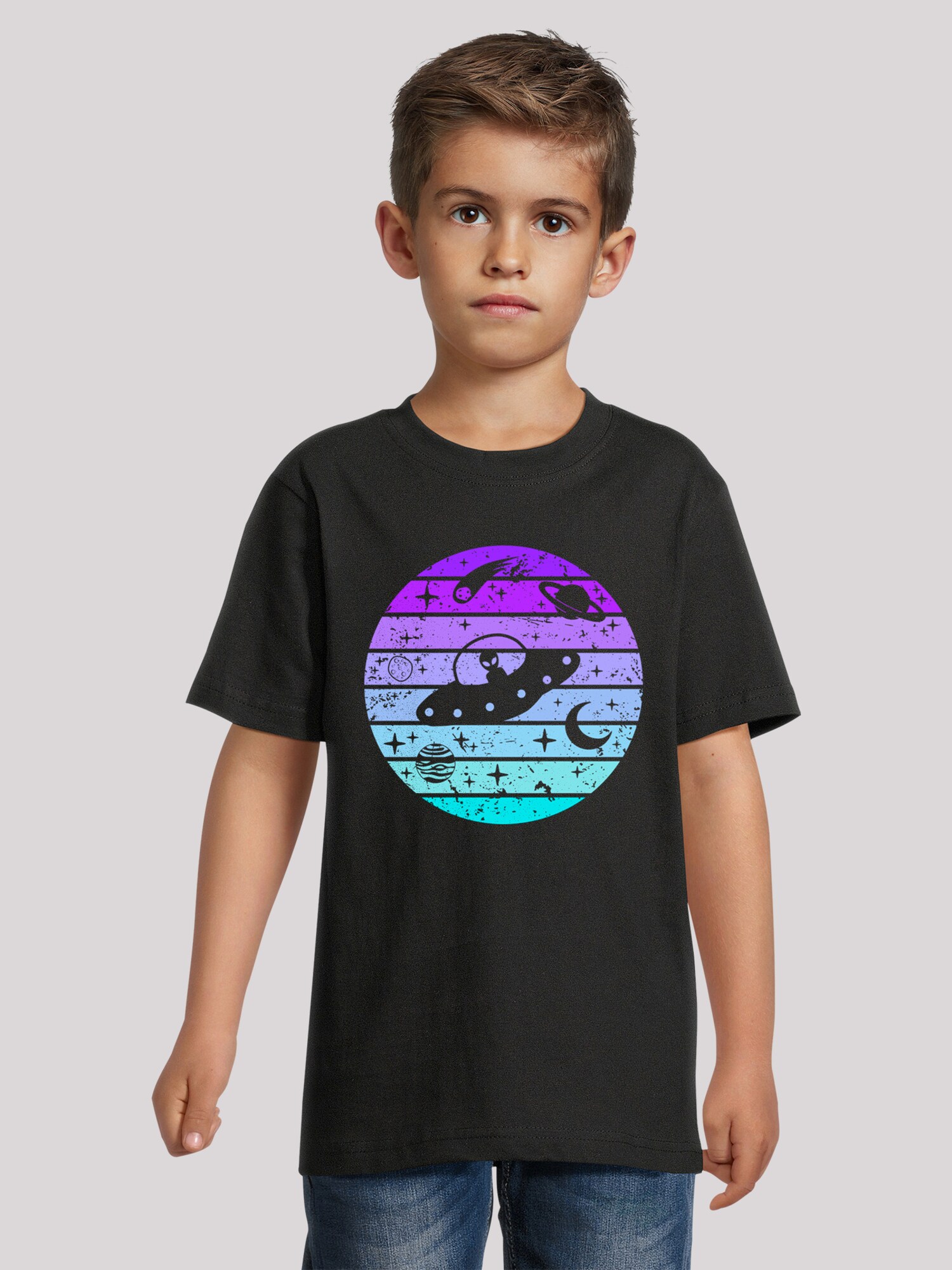 Thumbnail - F4NT4STIC T-Shirt Retro Alien Weltraum Sonnenuntergang