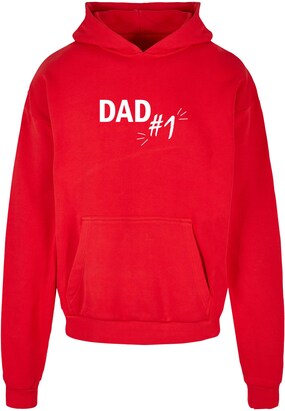 Merchcode Sweatshirt ‘Fathers Day – Dad Number 1’ Rood / Wit