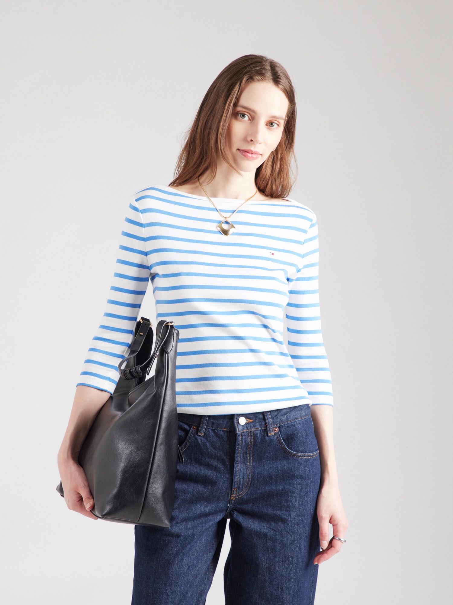 TOMMY HILFIGER Póló 'NEW CODY'  azúr / fehér termék 2. képe