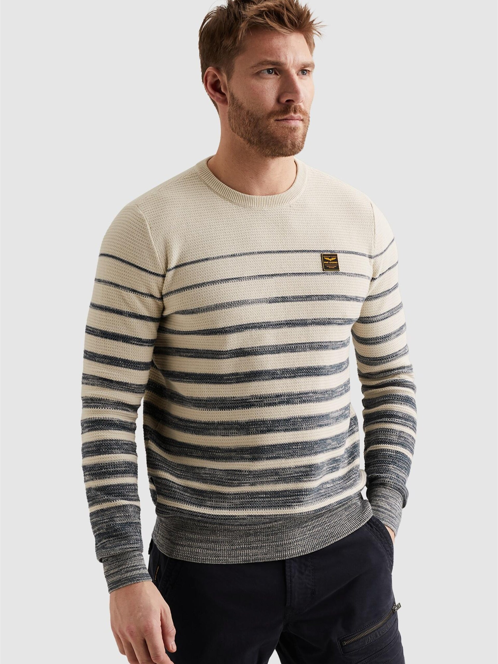 PME Legend Tröja 'Pullover in 100% cotton with stripe pattern' herr