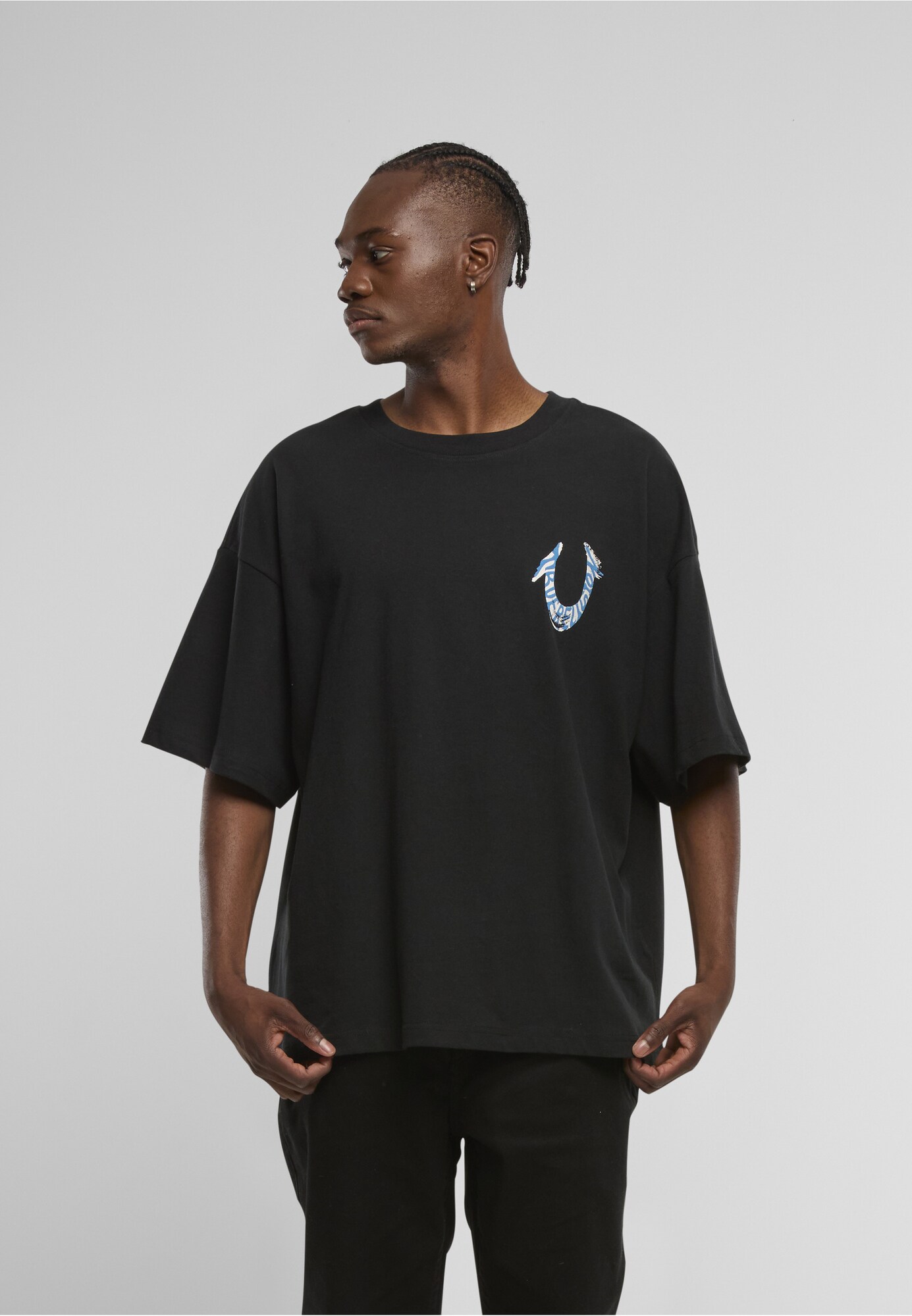 True Religion Camiseta azul claro / negro – imagen 3