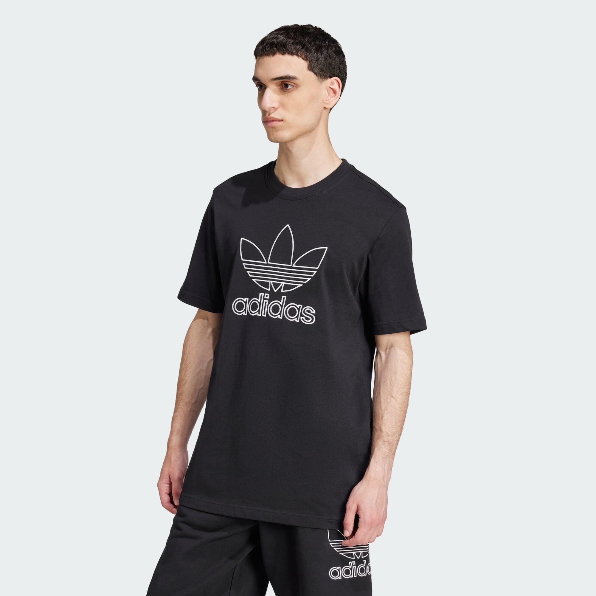 ADIDAS ORIGINALS Póló 'Adicolor Outline Trefoil'  fekete / fehér termék 2. képe