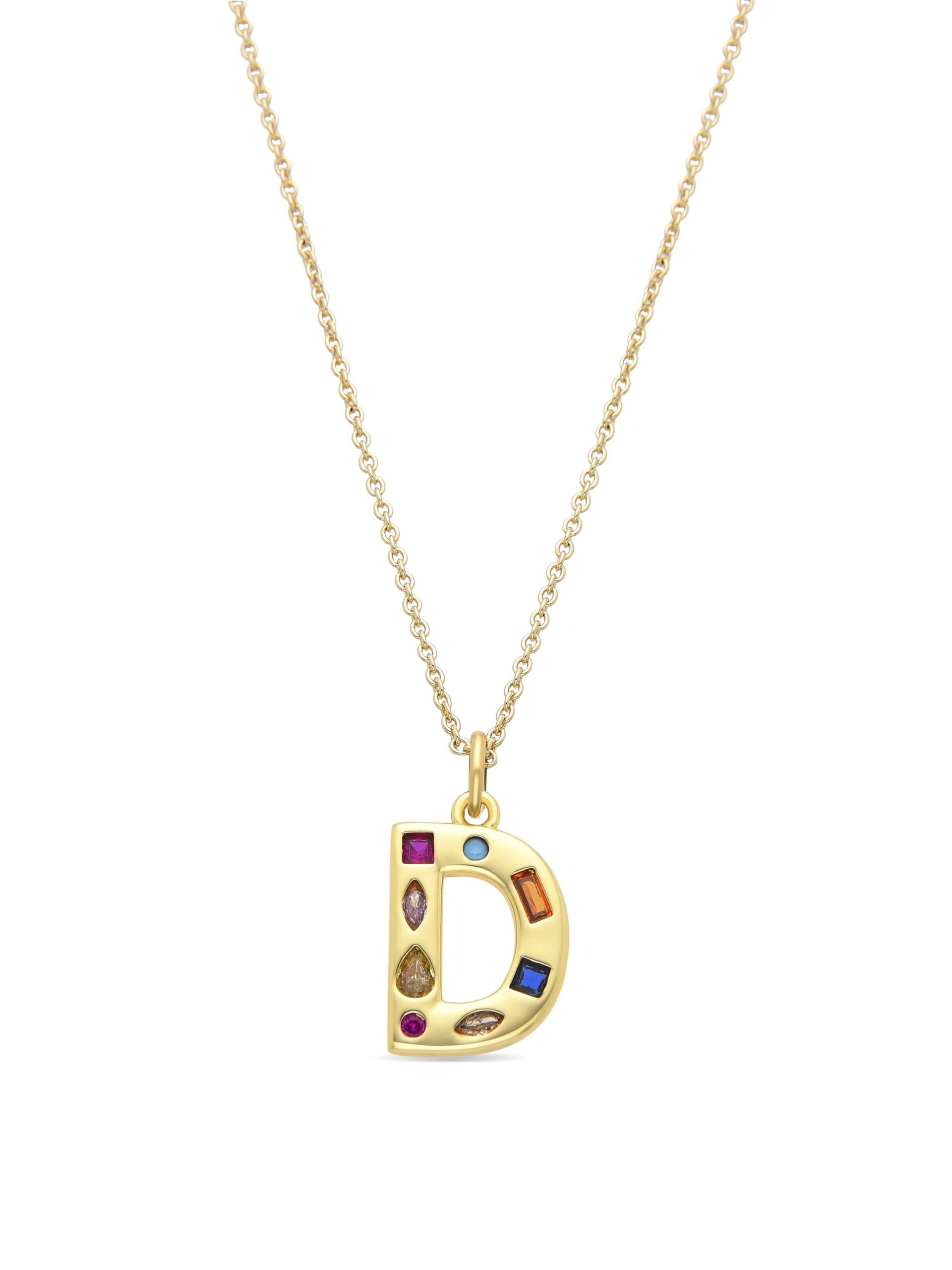 Luxenter Luxenterhalsband med flerfärgade zirkoner 18k guldfinish Alfabet dam – bild 2