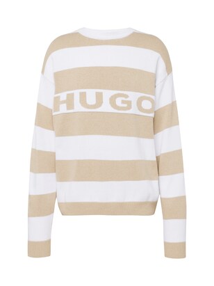 HUGO Trui ‘Sobueh’ Beige / Wit