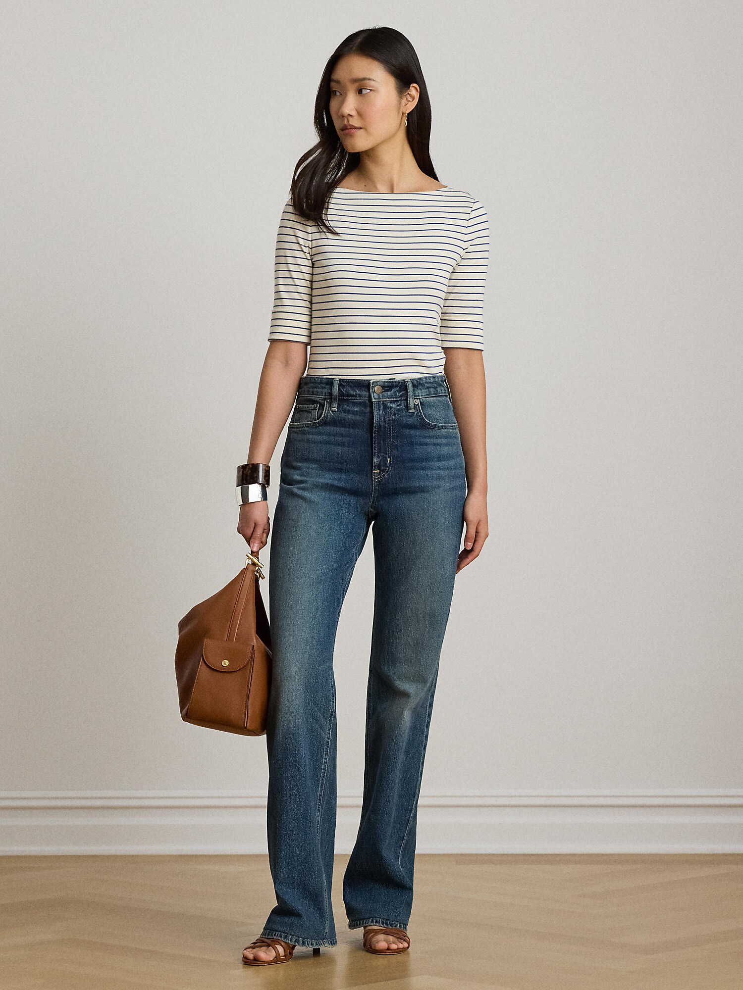 Lauren Ralph Lauren Camiseta  beige claro / azul oscuro – imagen 4