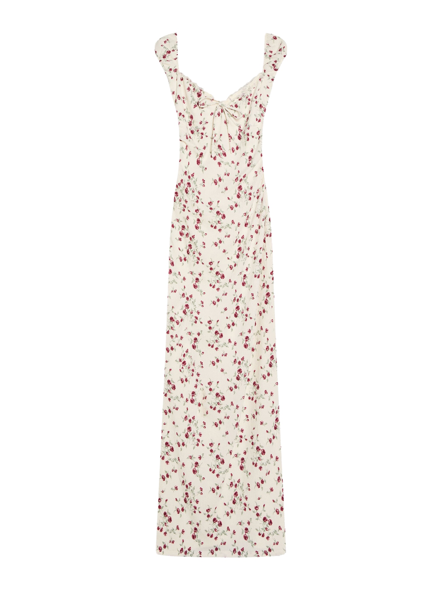 Bershka Rochie  ecru / verde deschis / roşu închis