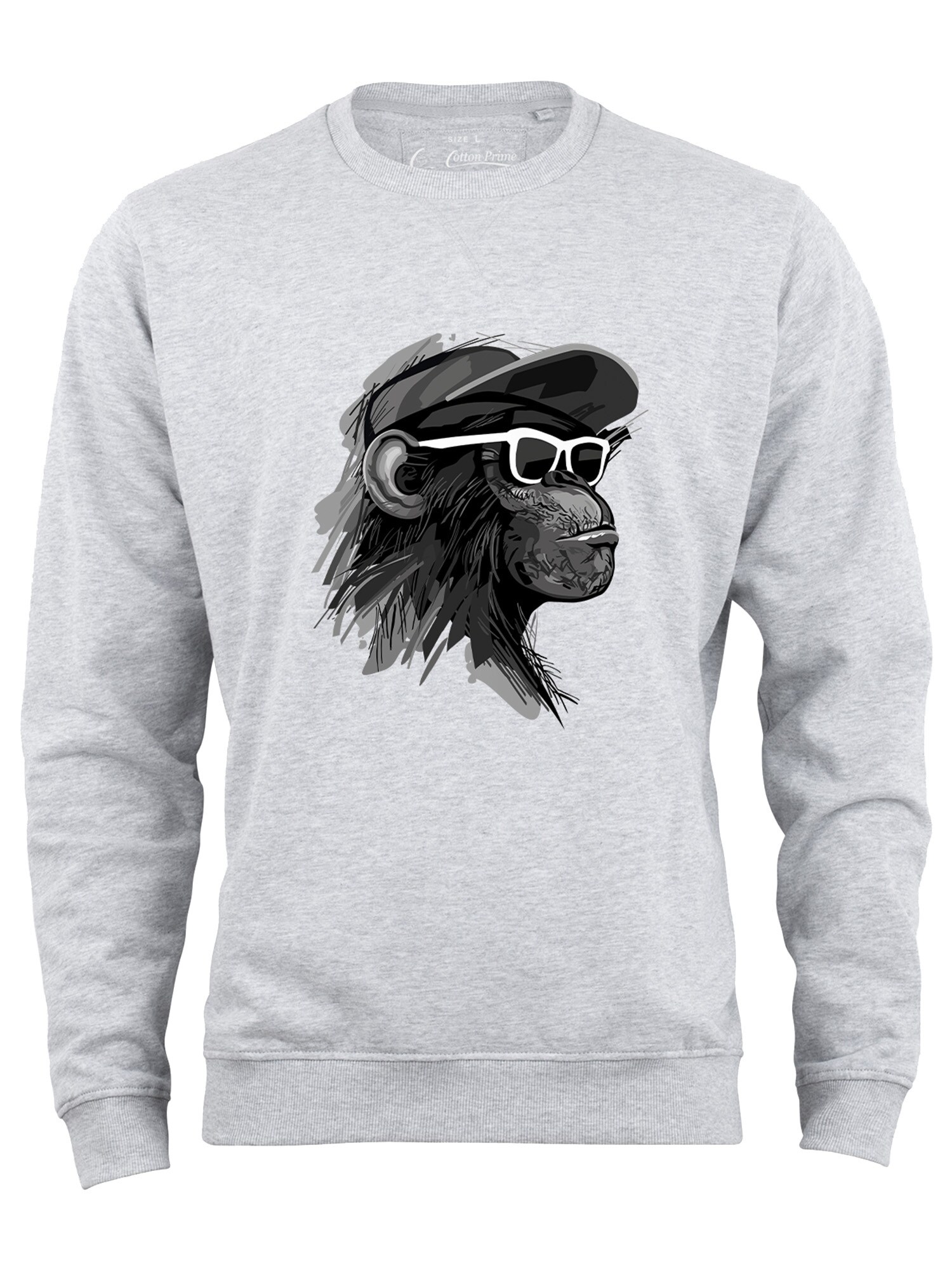 Cotton Prime Sudadera 'Cool Monkey mit Brille ' gris / gris oscuro / blanco