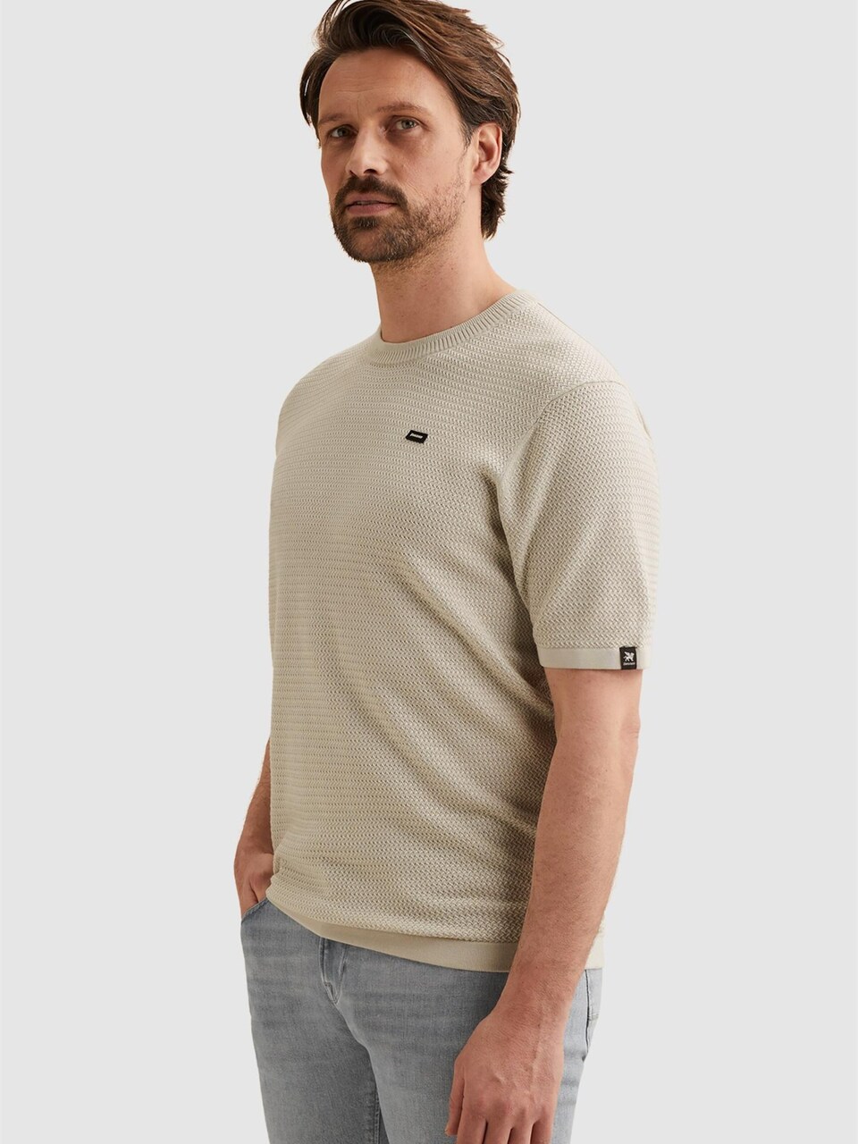 T-shirt 'T-shirt in cotton/modal with texture'
