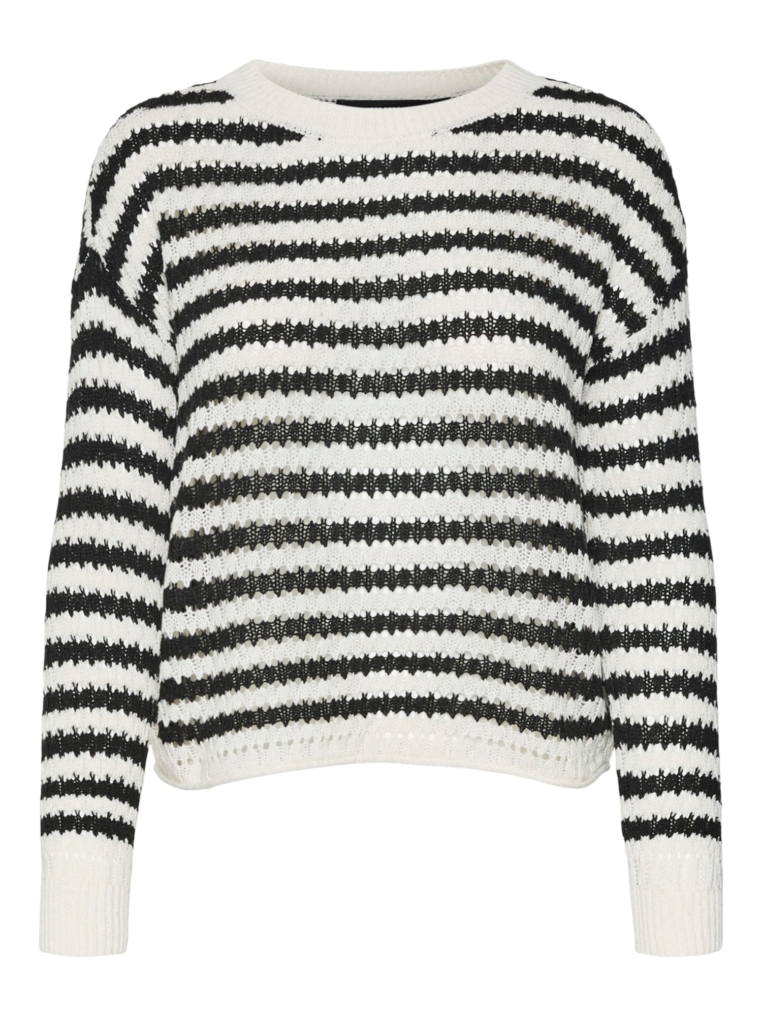 VERO MODA Pulóver 'VMSpring'  fekete / gyapjúfehér akciós termékkép 1