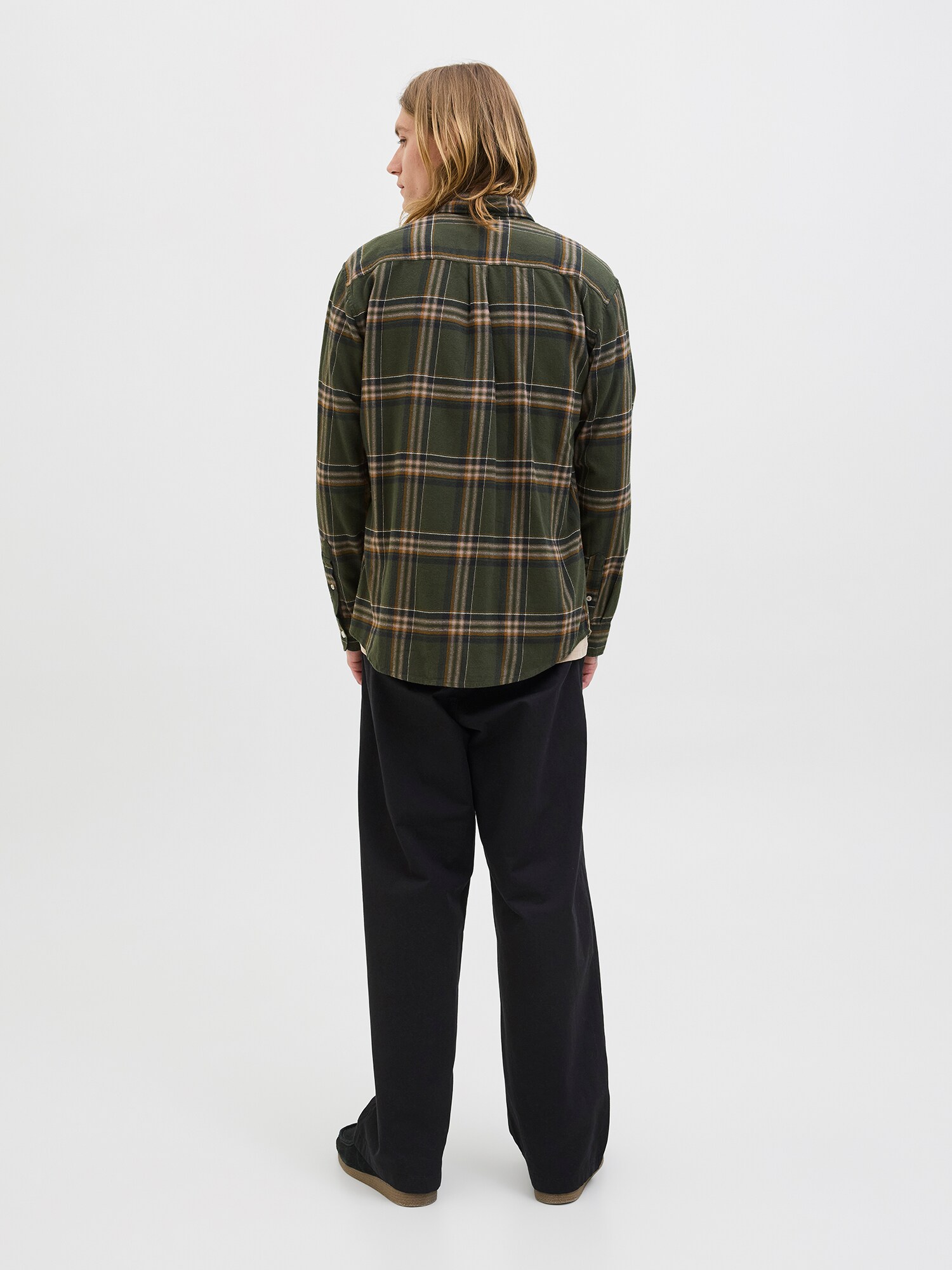JACK & JONES Košeľa 'JJEClassic' olivová / tmavooranžová / čierna / biela (obrázok 3)