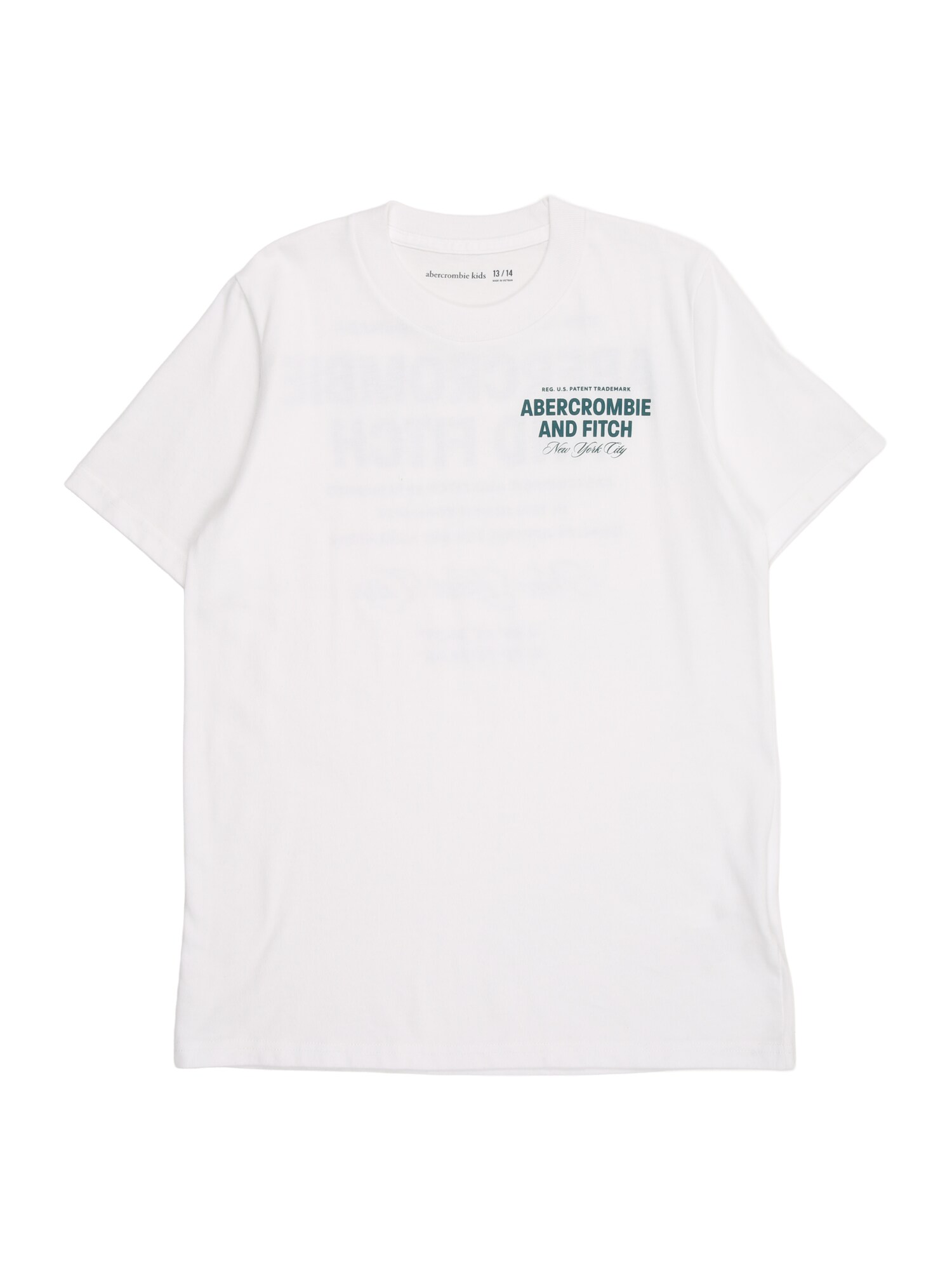 Abercrombie & Fitch Tricou 'CITY STACK'  verde smarald / alb